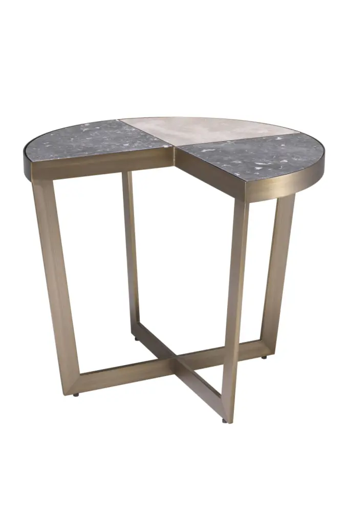 Eichholtz Turino Brass Marble Side Table Luxury Living Room Accent