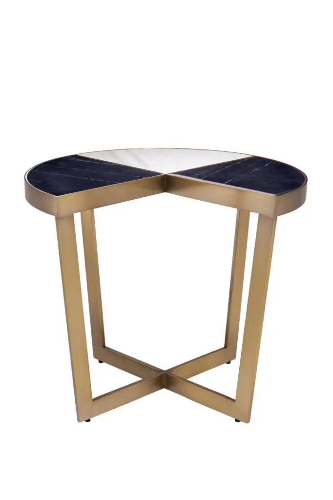 Eichholtz Turino White and Black Marble Side Table Luxury Living Room Furniture