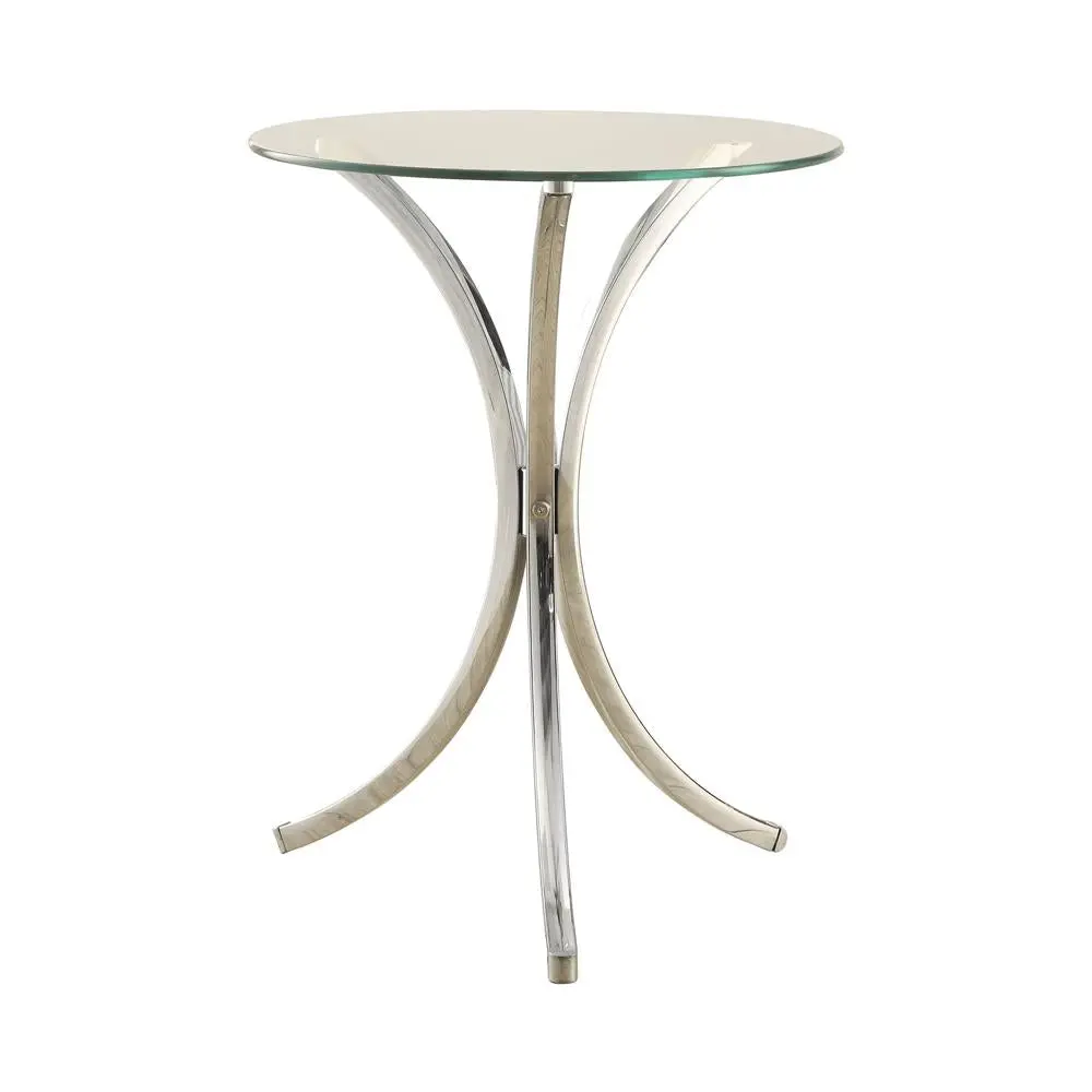 Eloise Round Accent Table Curved Legs Chrome - Modern Side Table Home