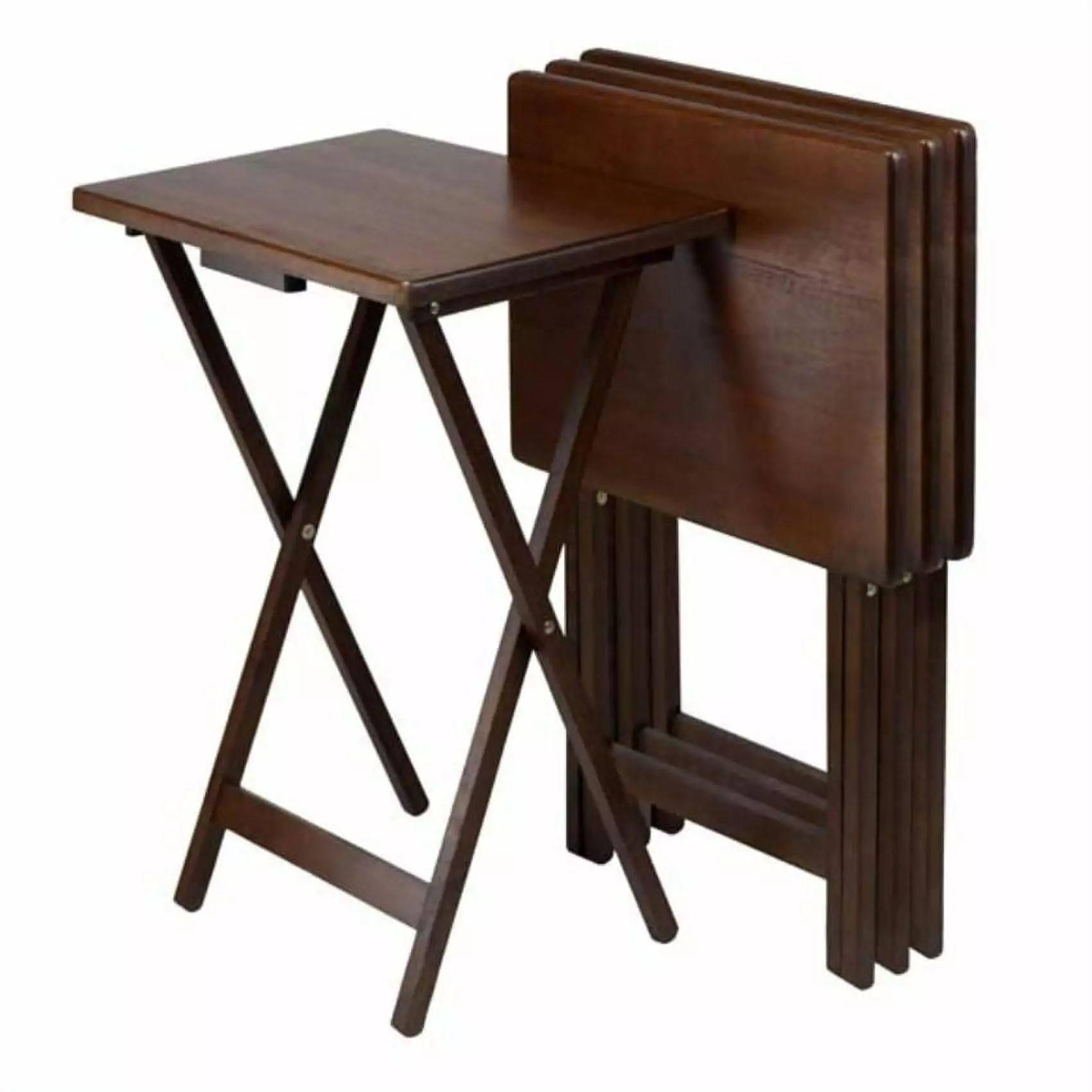 Ergode Alex Set 4 Single Snack Tables - Walnut Finish Side Tables Living Room