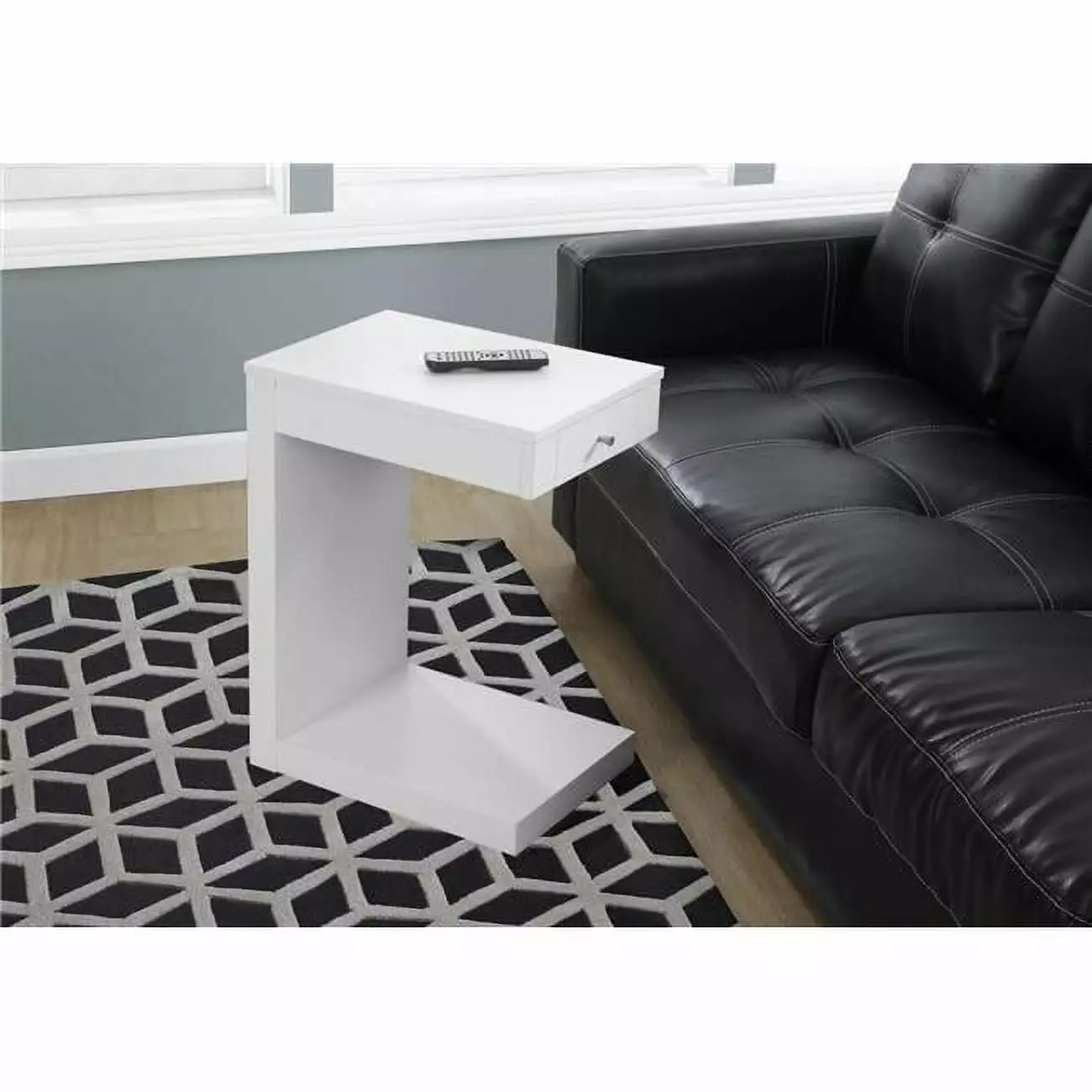HomeRoots 24 Inch White Particle Board & MDF Accent Table Hollow Core Console