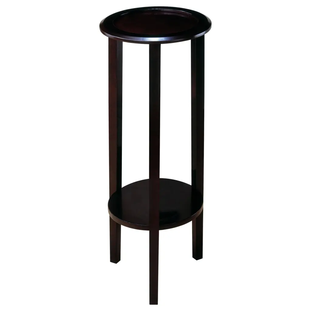 Kirk Round Accent Table Bottom Shelf Espresso Finish Living Room Side Table