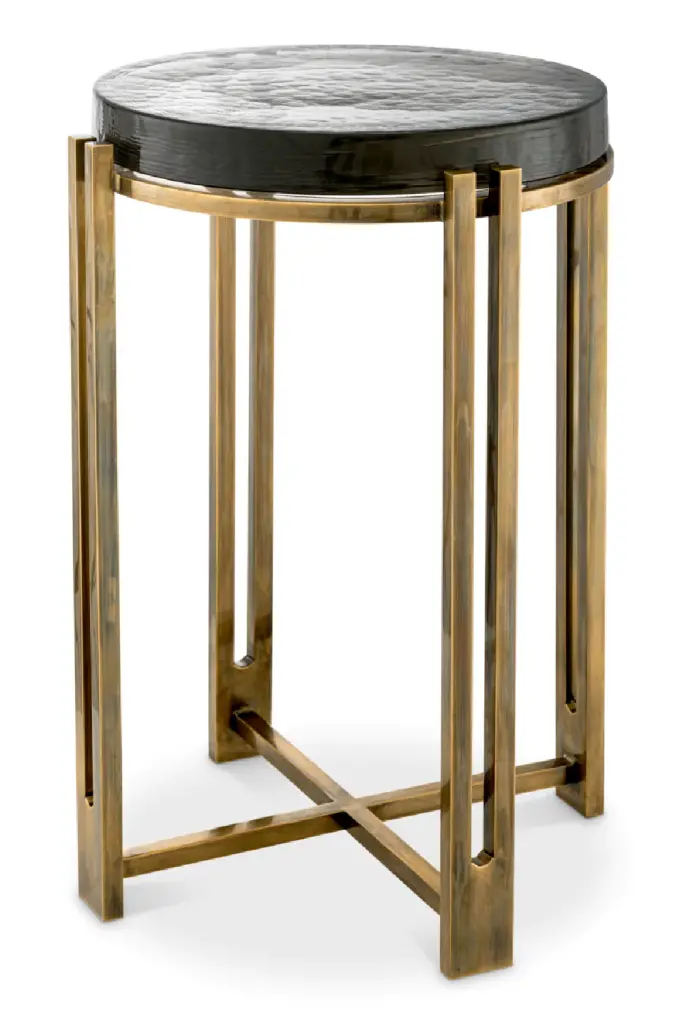 Vintage Glass Side Table Eichholtz Claremont Retro Living Room Accent Table