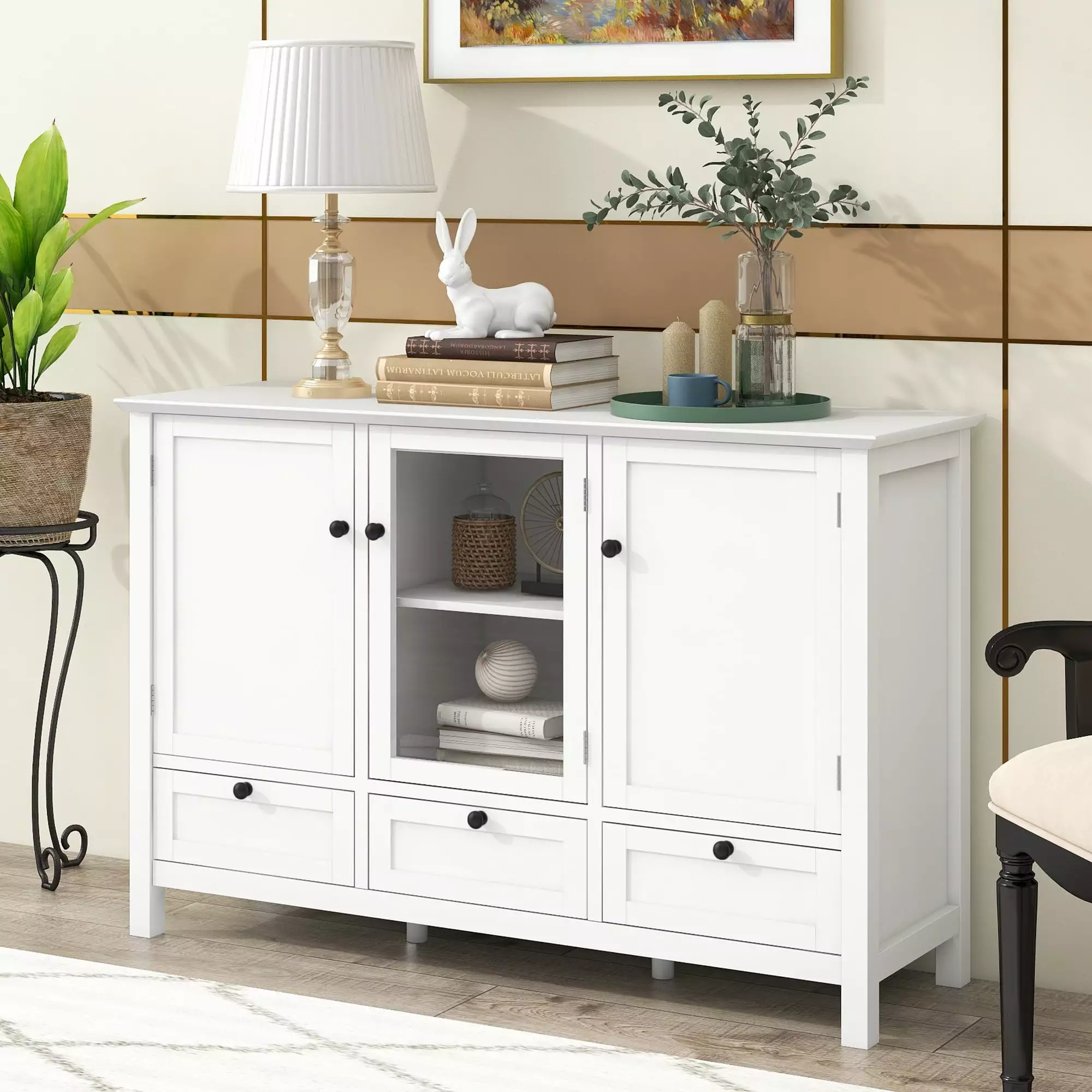 44.9 Accent Cabinet Modern Console Table Sideboard Living Room Dining Room 2 Doors 3 Drawers Console Wehilion