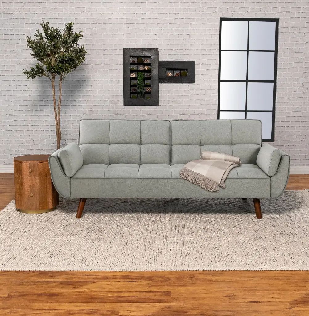 Caufield Upholstered Biscuit Tufted Convertible Sofa Bed Grey Sleeper Sofa