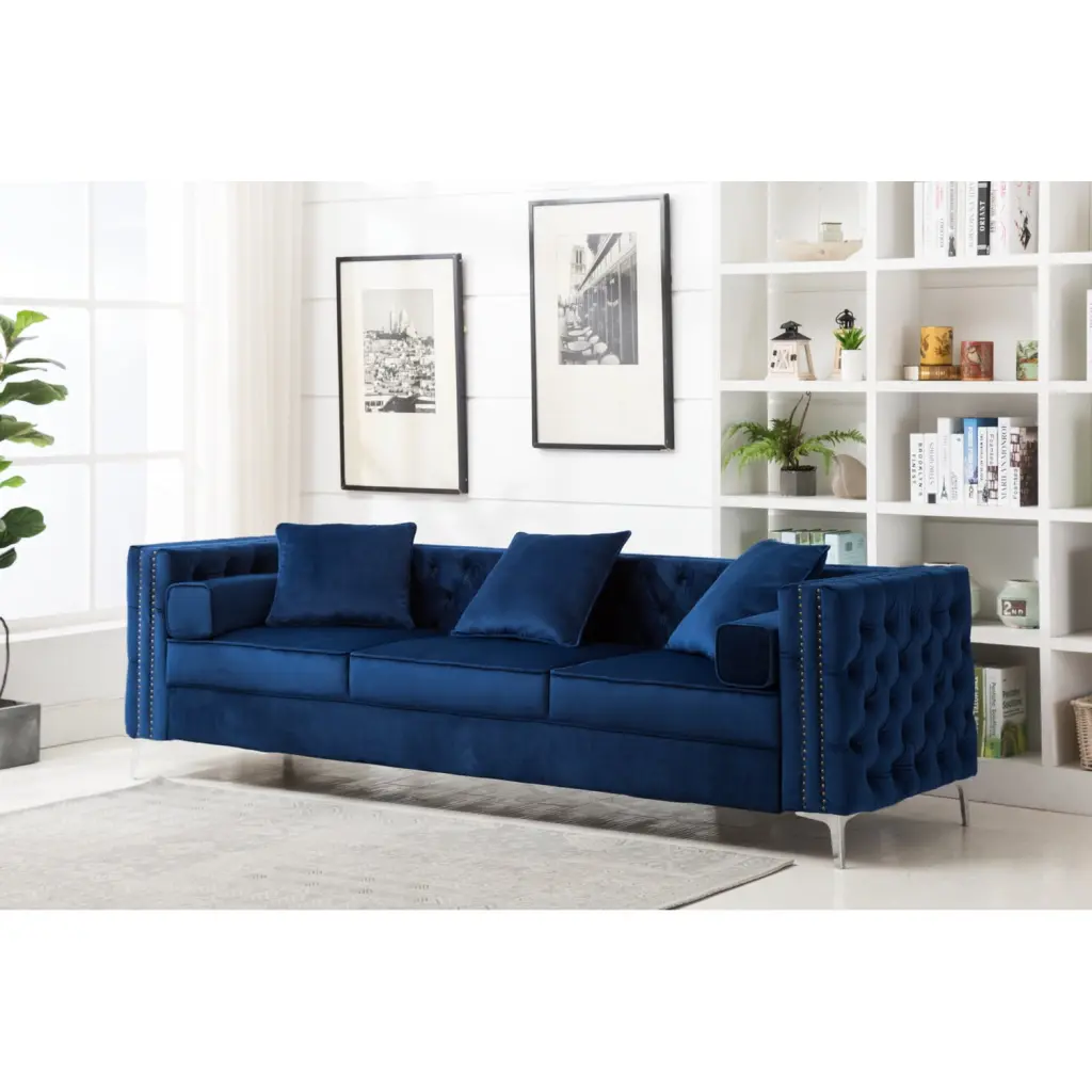 Modern Velvet Sleeper Sectional Sofa Convertible Purple Legend Vansen Living Room