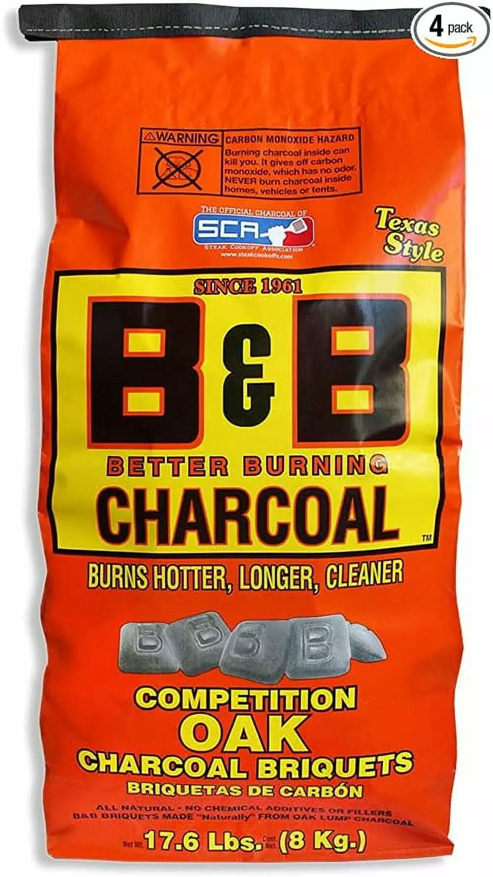 B&B Charcoal Slow Burning Oak Charcoal Briquettes All Natural Smoky Flavoring Grills and Pitmaster Competitions 17.6 Pound...