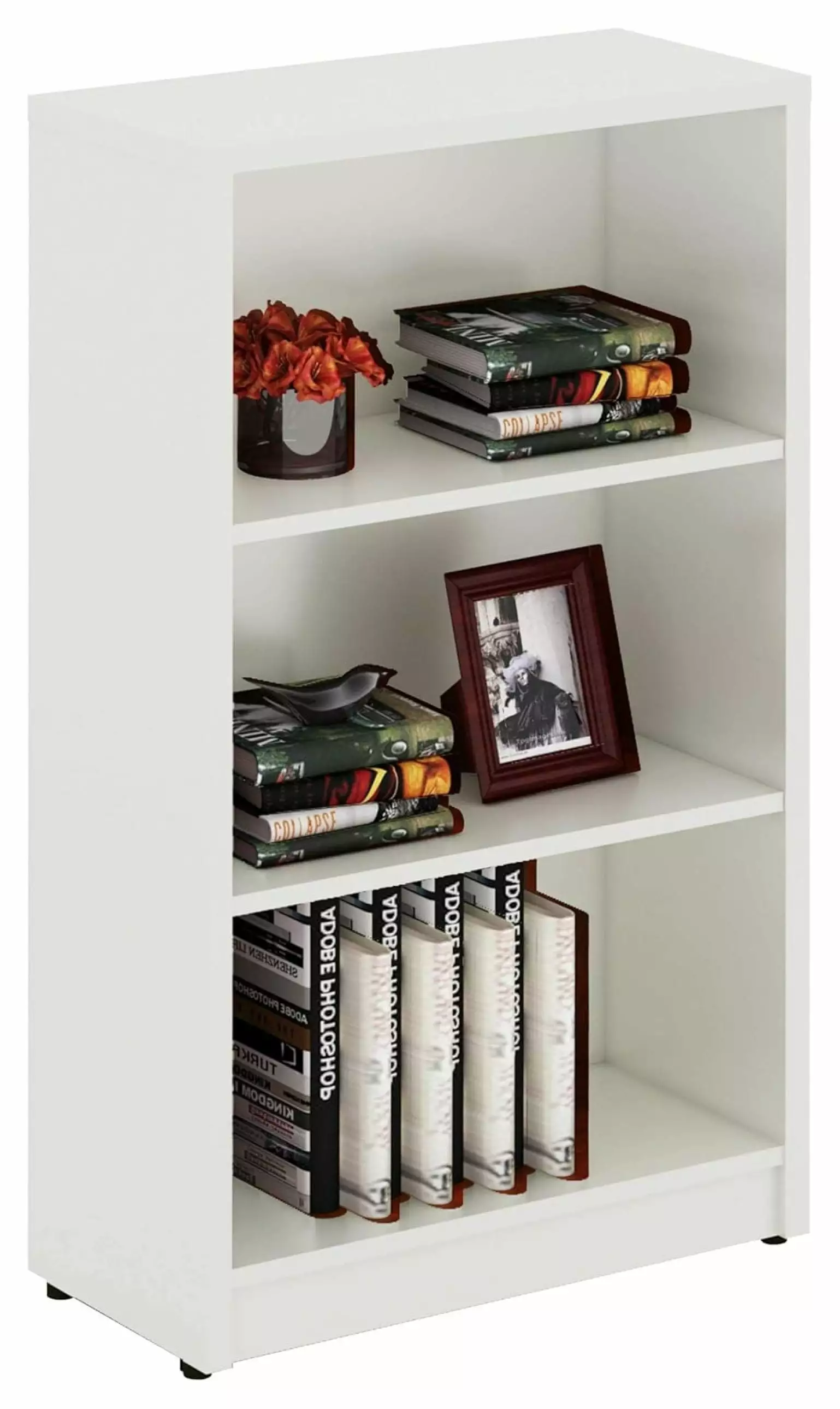 3 Shelf Wood Bookcase Freestanding Display Shelf Adjustable Layers Home Office Library Small Spaces White Generic