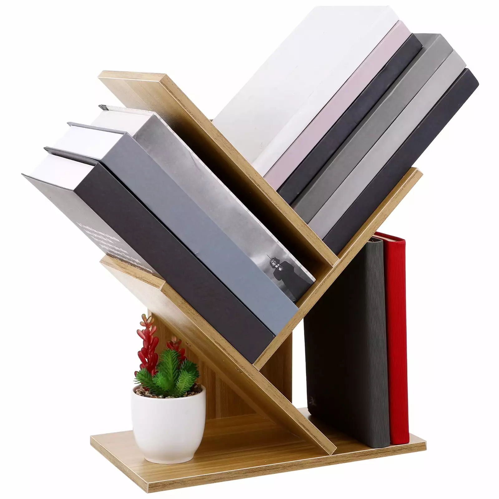 3 Layers Bookshelf Locket Small Spaces Bookcase Tree Wooden Desktop Simple Bamboo Student Shelf Hearite