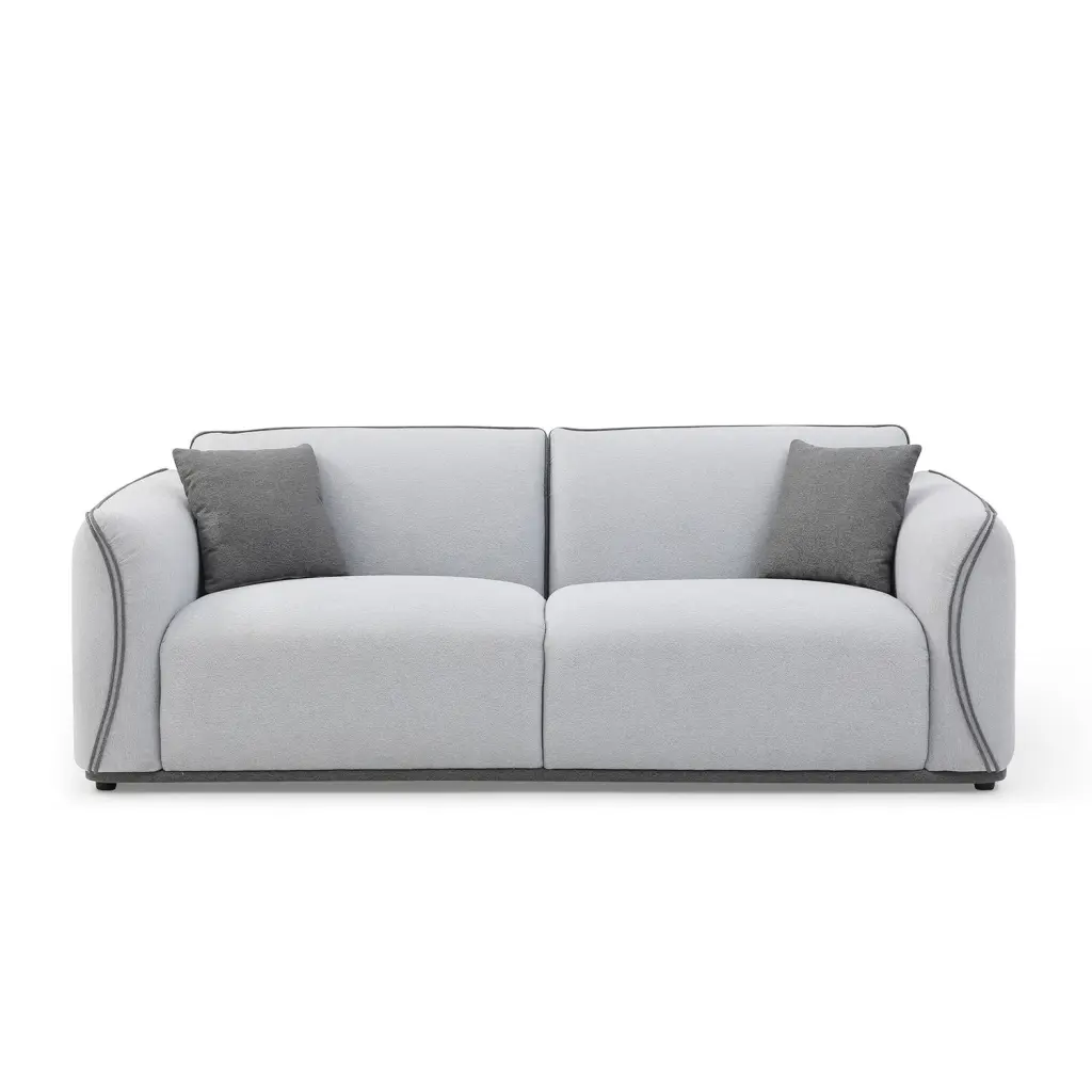 Grey Upholstered Sofa Small Spaces - Mid-Century Style Living Room Sofa High-Density Foam Cushions Ponnky