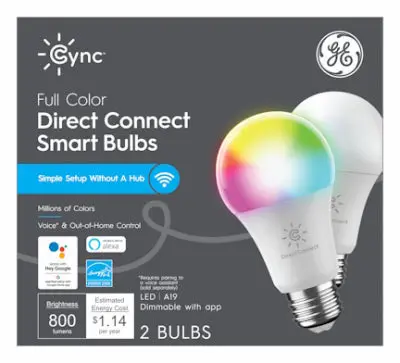 GE Cync Smart LED Light Bulb 2 Pack Dimmable Color Changing WiFi Connected GE Lighting