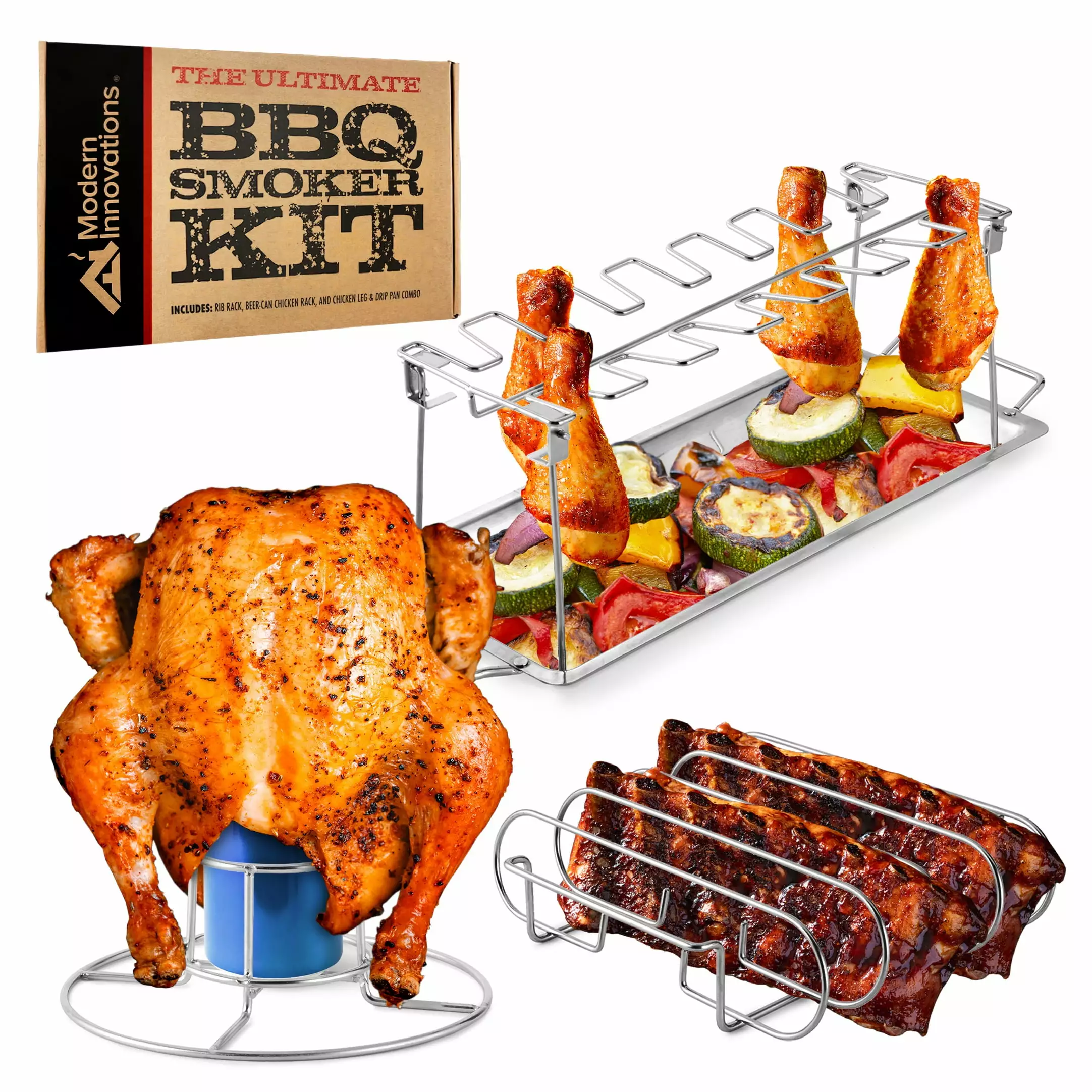 Modern Innovations Smoker Accessories Chicken Leg Rack Drumstick Holder Beer Can Chicken Rib Rack
