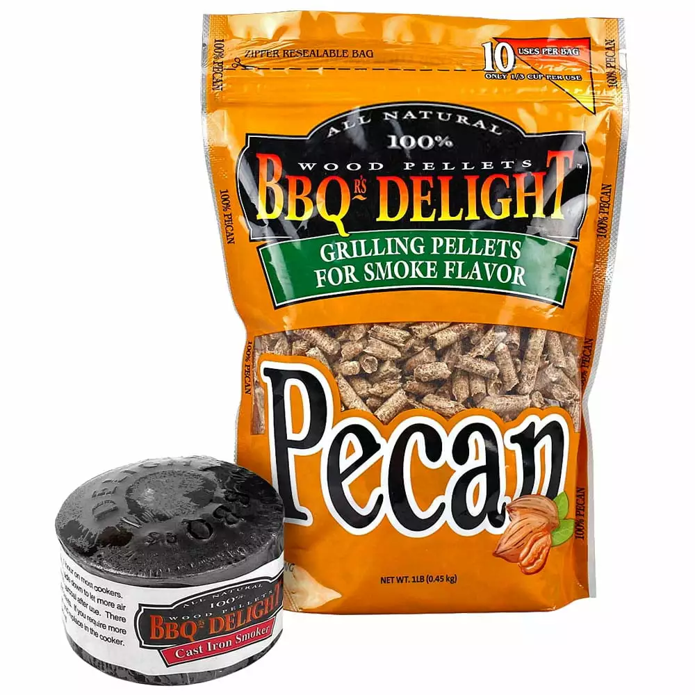 BBQr's Delight Cast Iron Smoker Grills 1lb Bag Pecan Blend Pellets