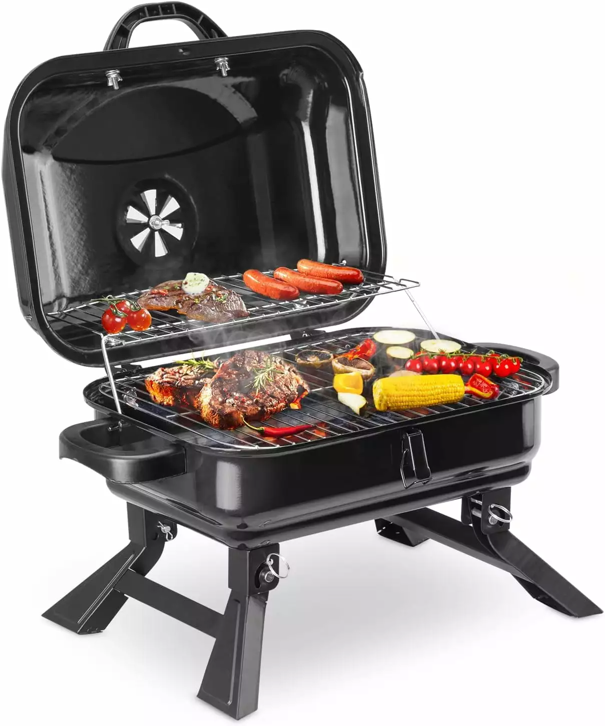 Outdoor Travel-Friendly Smoker Grill Barbecue Charcoal BBQ Camping Backyard Garden Picnic Cooking ghjghj