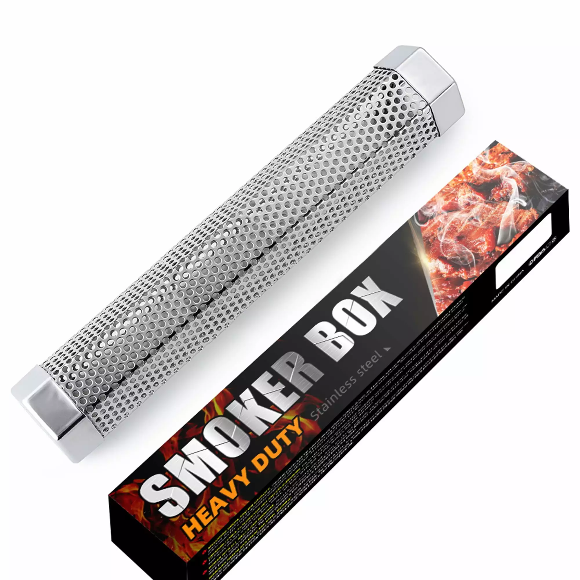 BBQ Smoke Tube Pellets Grill Stainless Steel Cold Smoker Generator 12 Hexagon 5 Hours Smoking