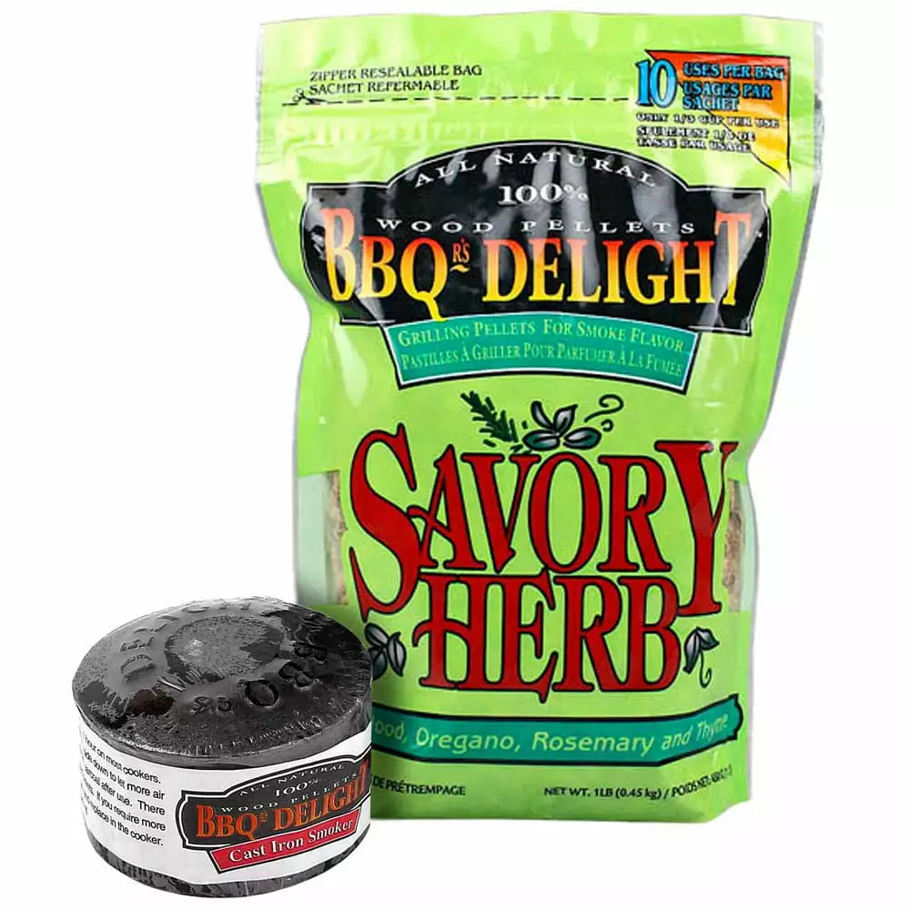 BBQr's Delight Cast Iron Smoker Grills 1lb Savory Herb Blend Pellets