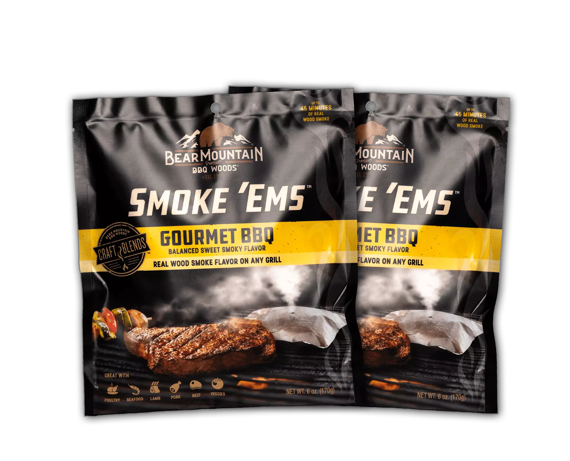 Bear Mountain BBQ Gourmet BBQ Smoke 'Ems 2-PACK Smoking Grilling Bear Mountain Premium BBQ Woods
