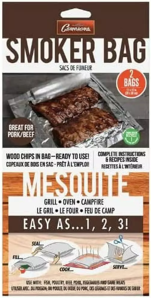 Camerons Smoker Bags Mesquite 2 Pack Indoor Outdoor Smoking