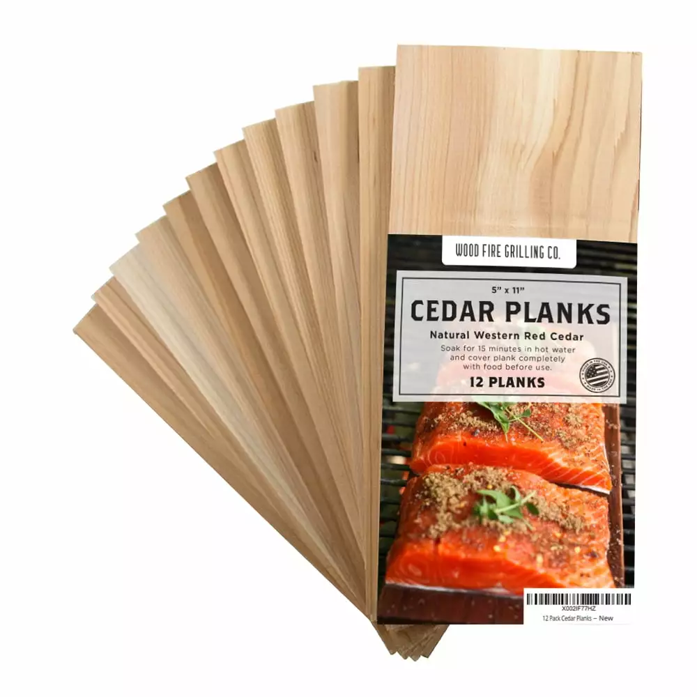 Wood Fire Grilling 5 x 11 x 10 Western Red Cedar Grilling Planks 12 Pack