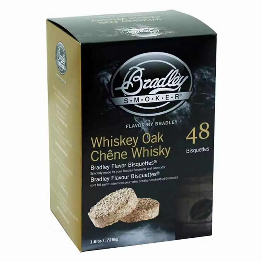 Bradley Smoker 48 Pack Whiskey Oak Flavor Bisquettes - Luxury Hardwood Chips Smokers