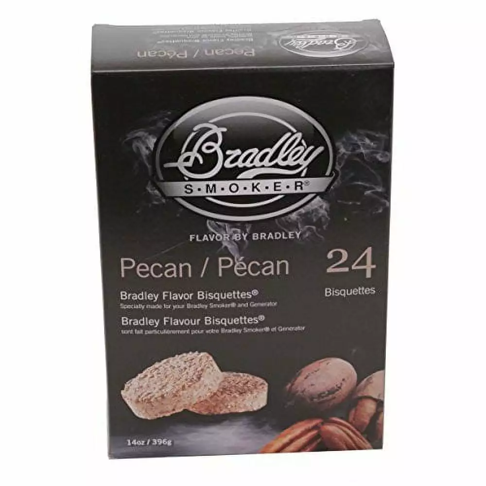 Bradley Smokers Pecan Bisquettes 24-Pack - All Natural Hardwood Chips Smokers