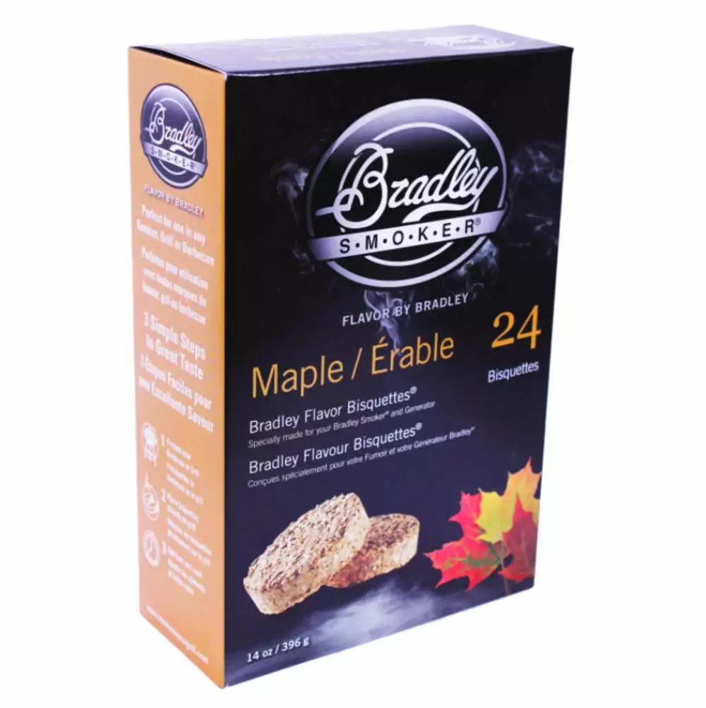 Bradley Smoker Maple Bisquettes 24 Pack - All Natural Hardwood Chips Smokers Bradley Technologies