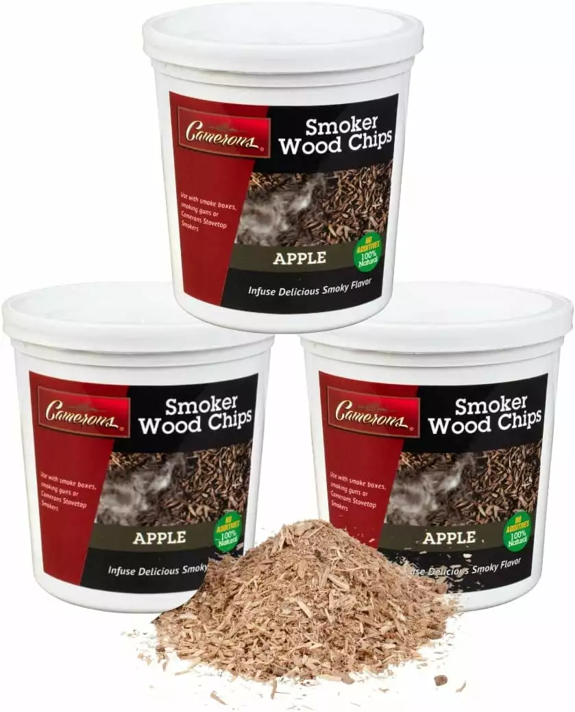 Camerons Smoking Chips 1 Pint Kiln Dried Apple Wood Smoker Sawdust Shavings 3 Pack