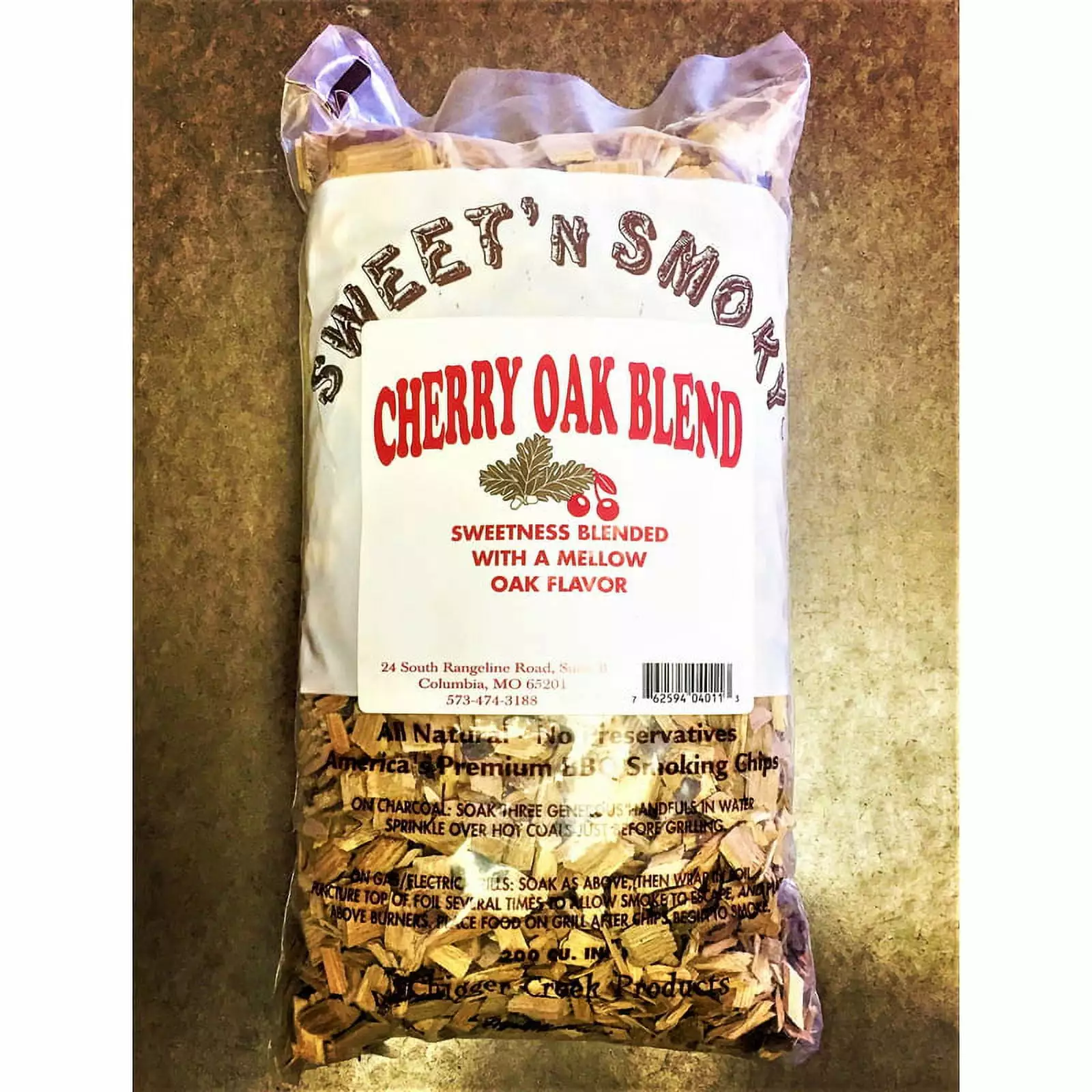 Chigger Creek Sweet' N Smoky Cherry Oak Blend Wood Smoking Chips 200 cu