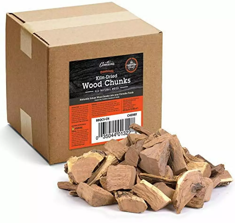 Smoking Wood Chunks Cherry 5 Pounds 420 cu Kiln Dried BBQ Large Cut Chips All Natural Barbecue Smoker Chunks Smoking Meat
