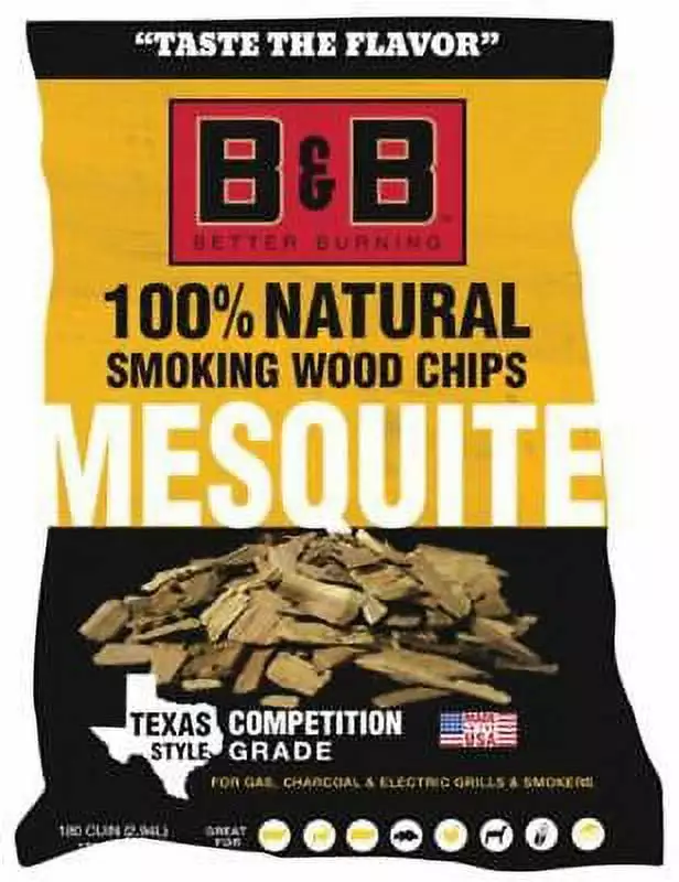 2pk B & B Charcoal 00122 Mesquite Wood Smoking Chips 180 Cubic Inch BBQ Grilling B&B Charcoal