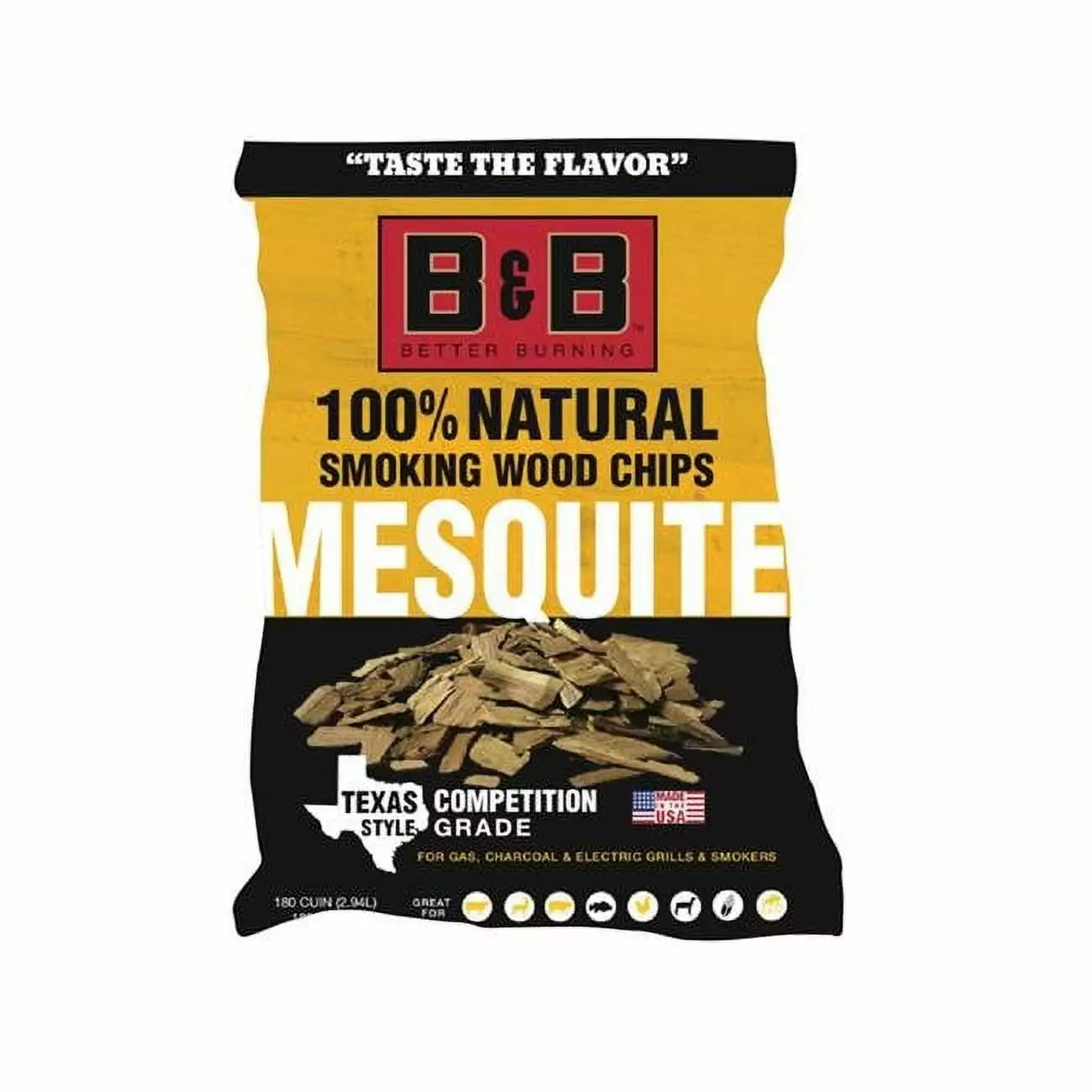 B&B Charcoal 180 cu Mesquite Wood Smoking Chips BBQ