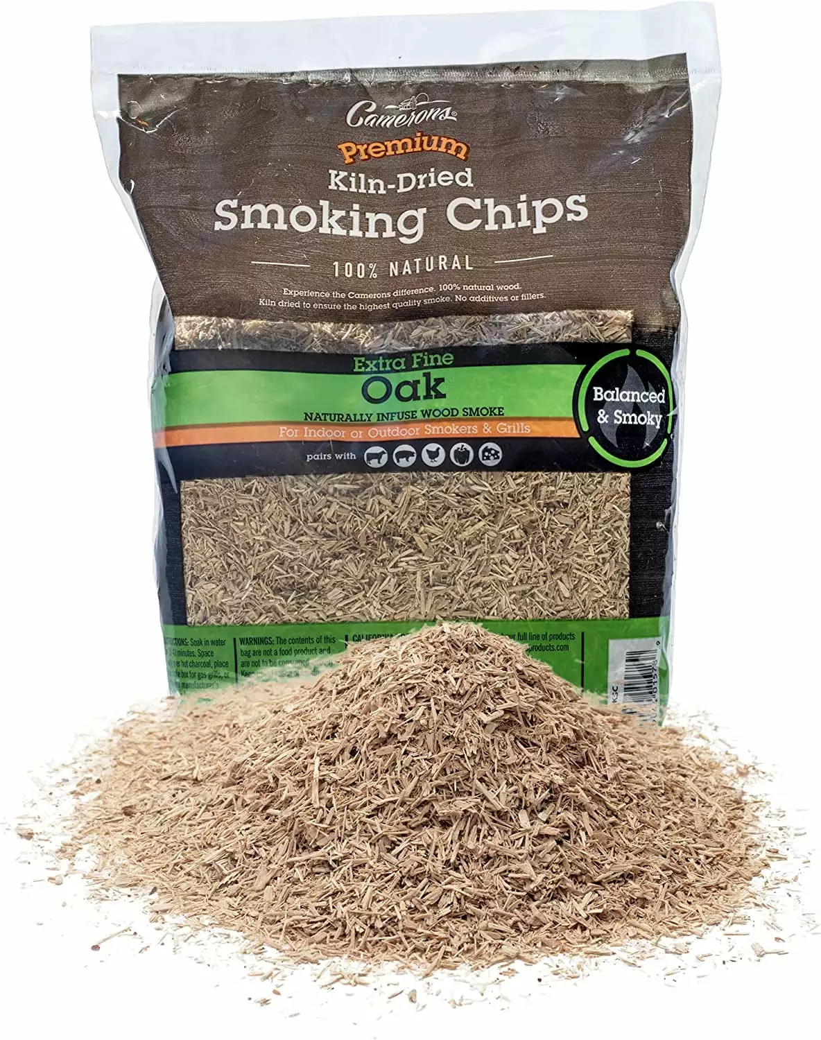 Camerons Products Smoking Chips Oak 2lb Barbecue Chips 260 cu Kiln Dried 100 Natural Extra Fine Wood Smoker Sawdust Shavings