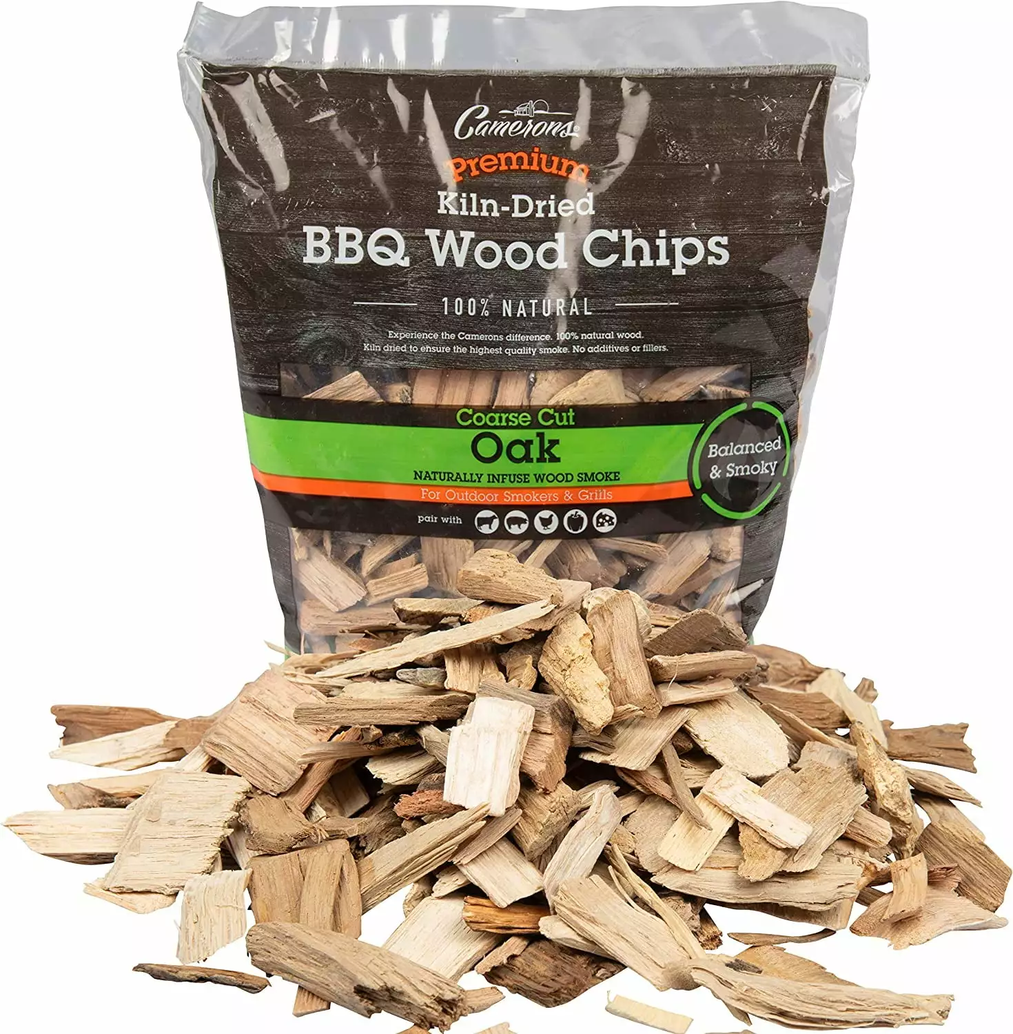 Oak Smoking Chips 2lb Kiln Dried Natural Coarse Wood Shavings Barbecue Camerons
