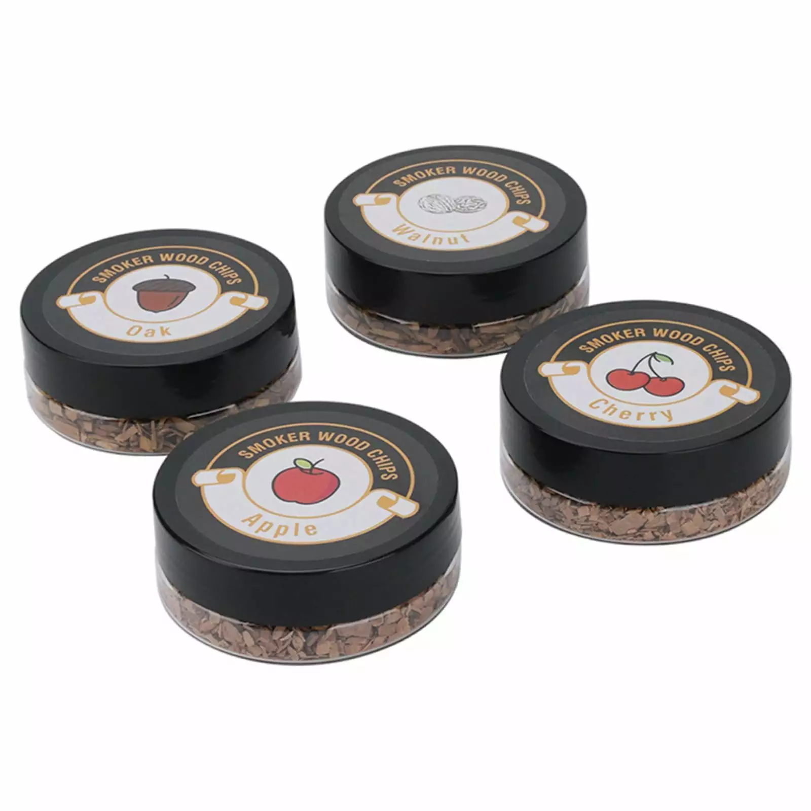 4x Natural Wood Chips Smoked Drinks Barbecue Handled Cocktail Food Desserts Fanmusic