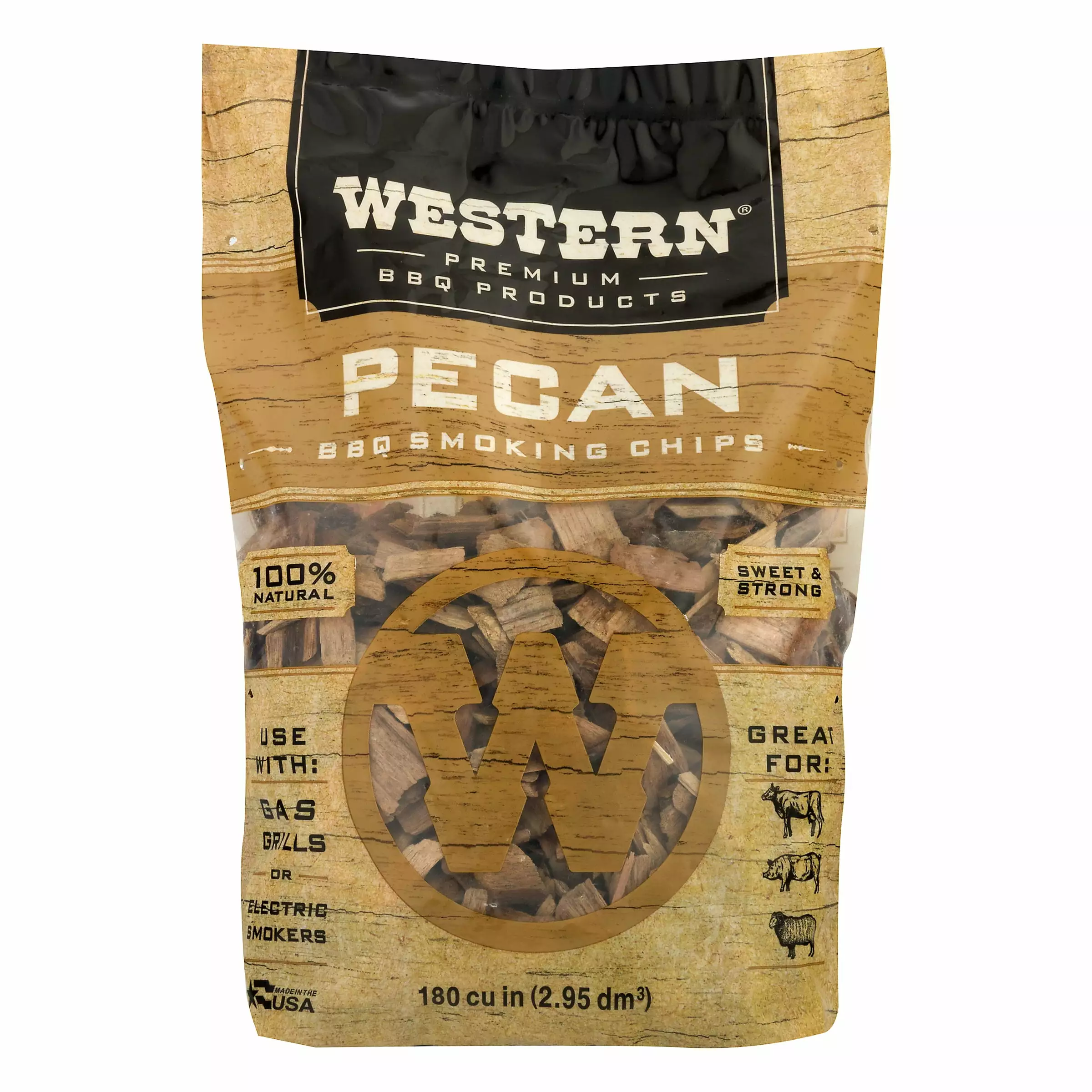 Western Luxury BBQ Pecan Smoking Chips 180 Cu Rich Flavor