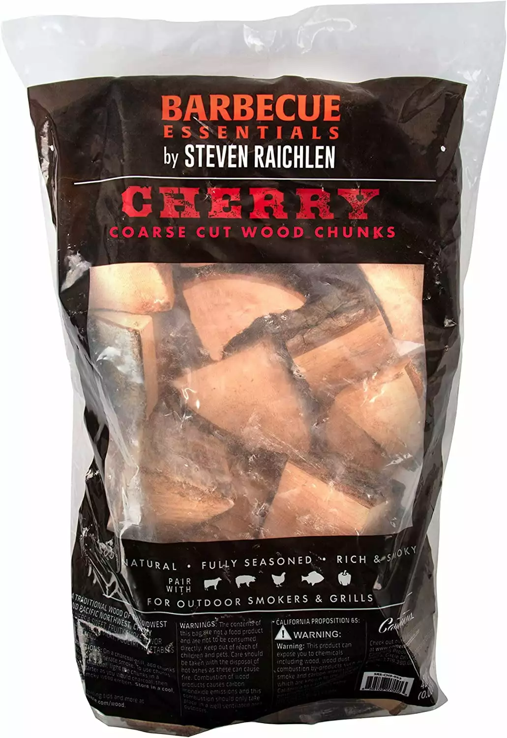 Steven Raichlen's Project Smoke Cherry Wood Chunks 5 Pound Bag Kiln Dried BBQ Large Cut Chips