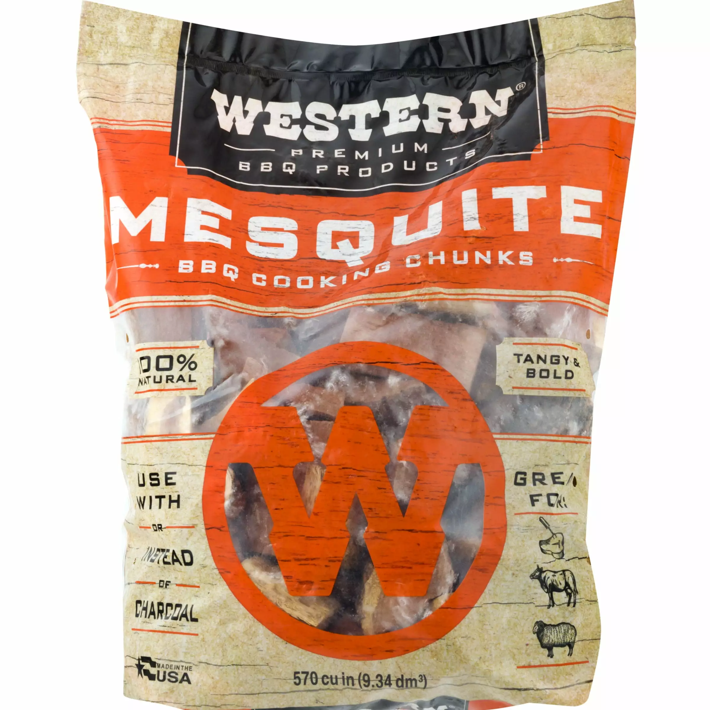 Western Luxury BBQ Mesquite Cooking Chunks 570 Cu Intense Smoke Flavor
