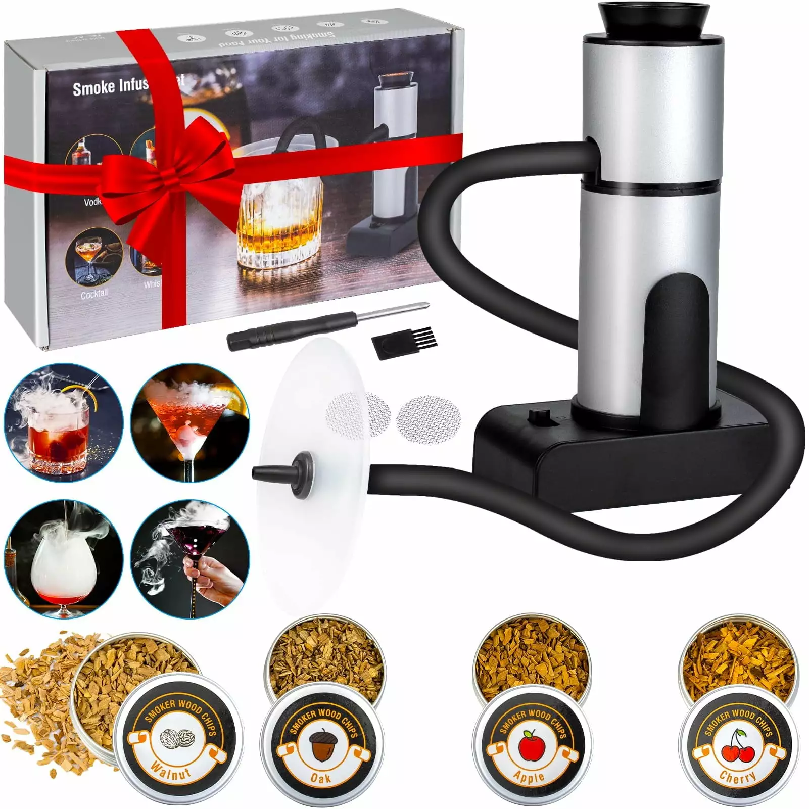 Godboat Smoke Gun Cooking Smoking Gun Food Smoker Cocktail Smoker Kit Bourbon Whiskey Travel-friendly Birthday Gifts
