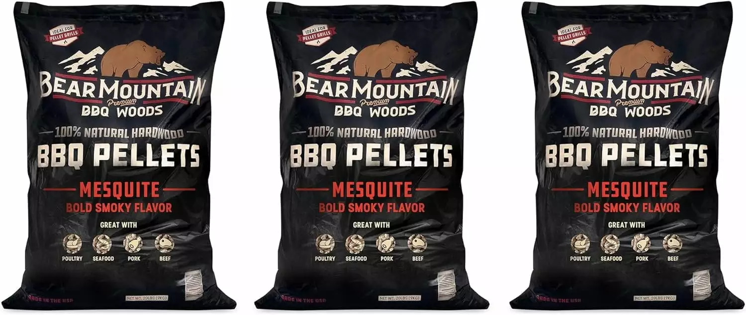 Bear Mountain BBQ Luxury 20 Pounds Mesquite Smoker Pellets 3 Pack