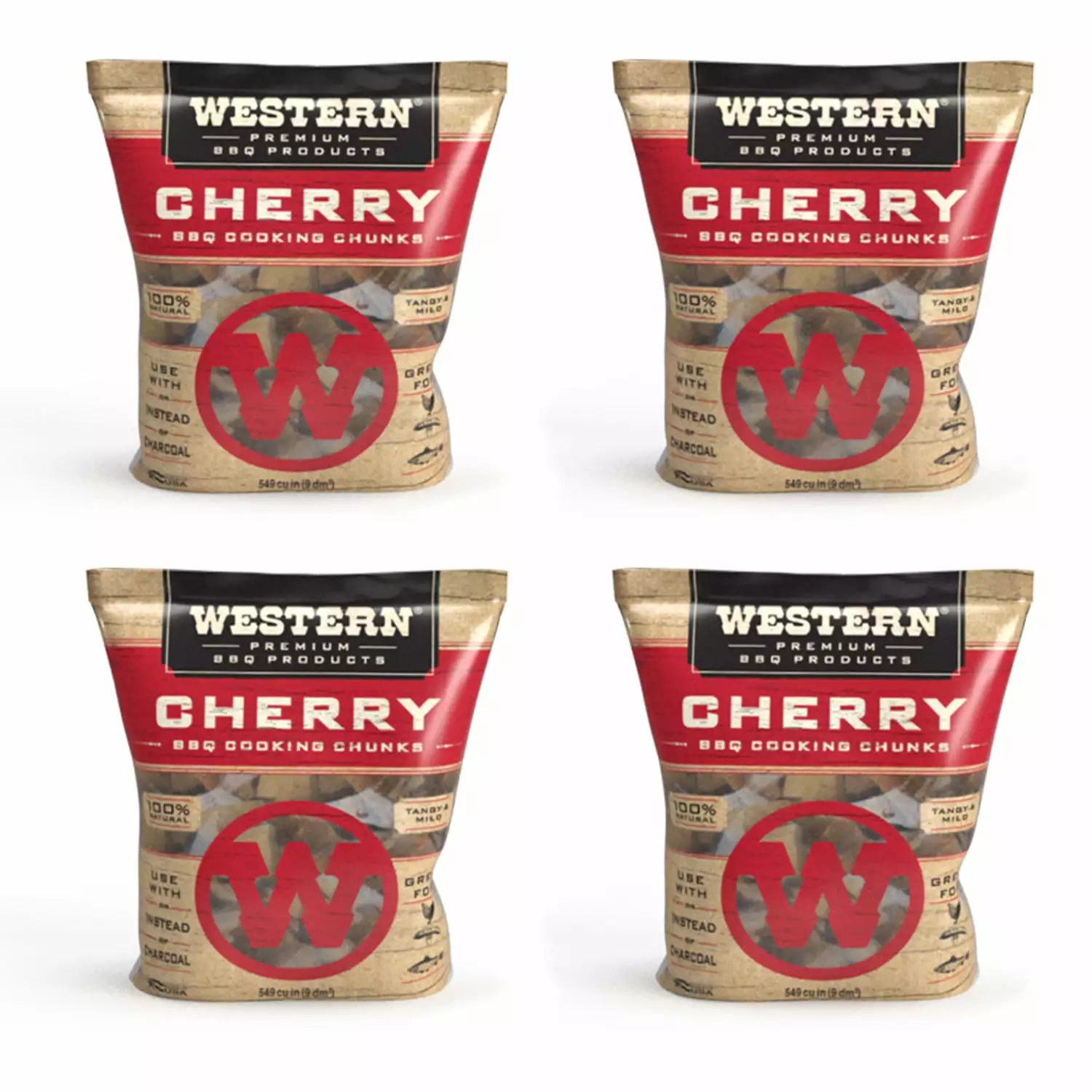 Western BBQ Cherry Wood Smoking Pellets 4-Pack Barbecue and Grilling