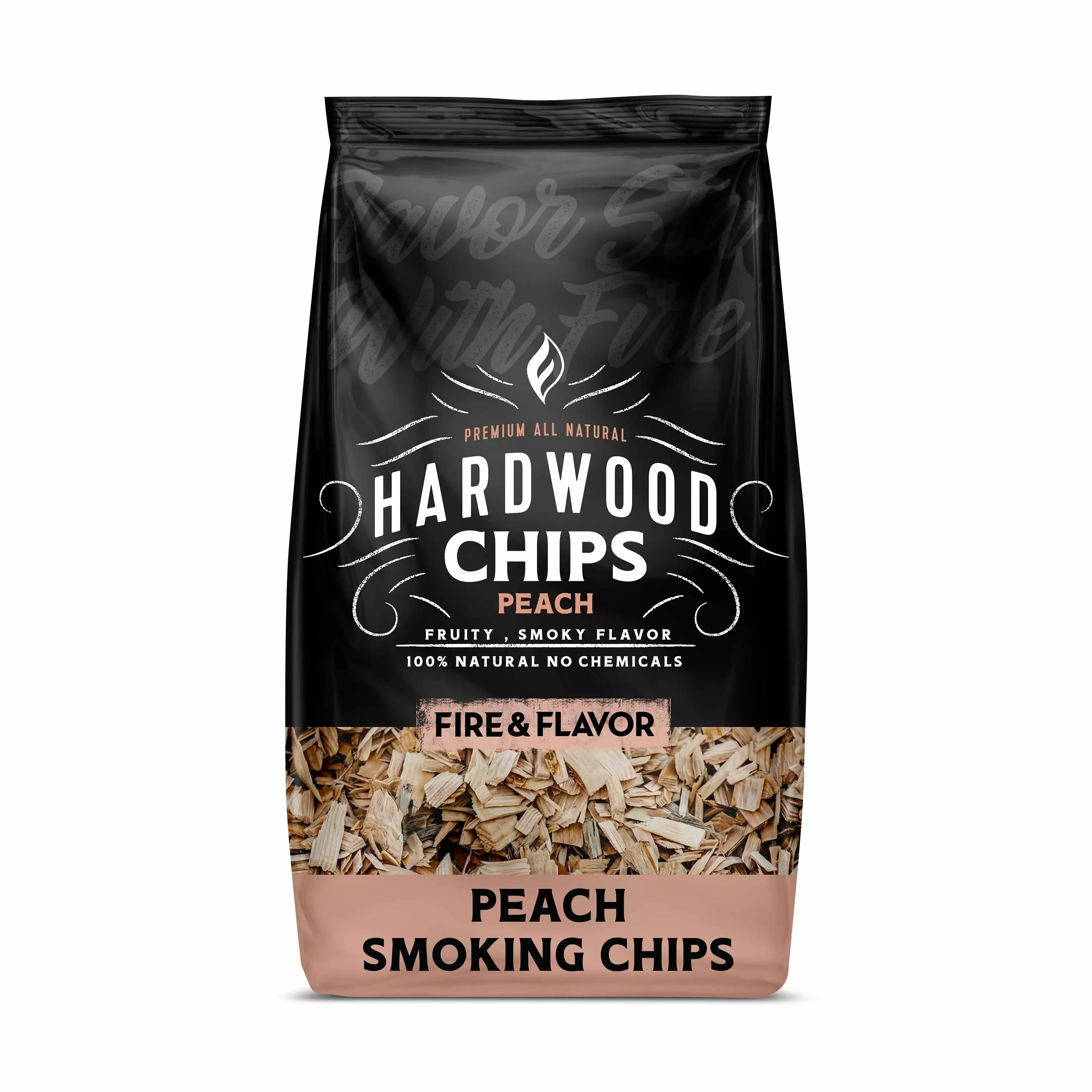 Fire & Flavor Luxury All Natural Peach Smoking Wood Chips 2lb Bag BBQ and Grilling