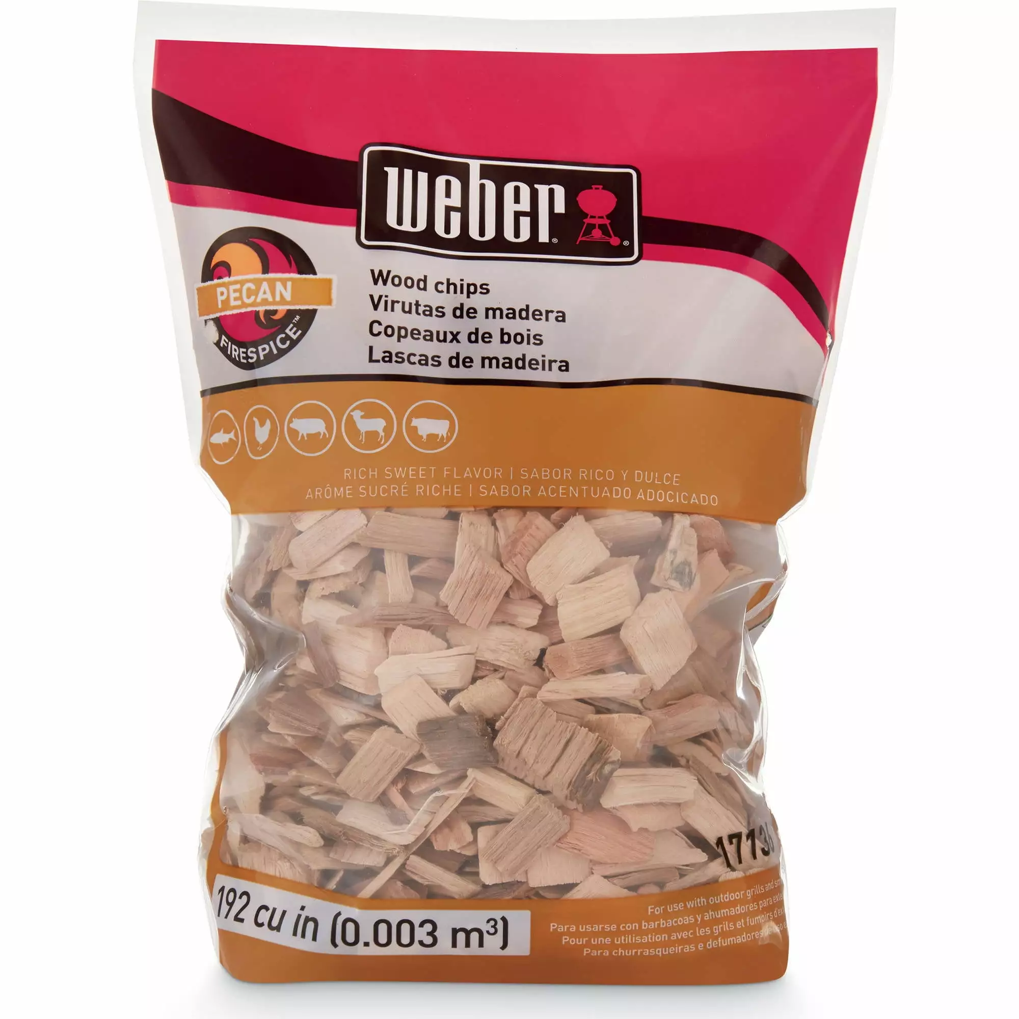 Weber Pecan Wood Chips 192 Cu Bag Smoking Grilling