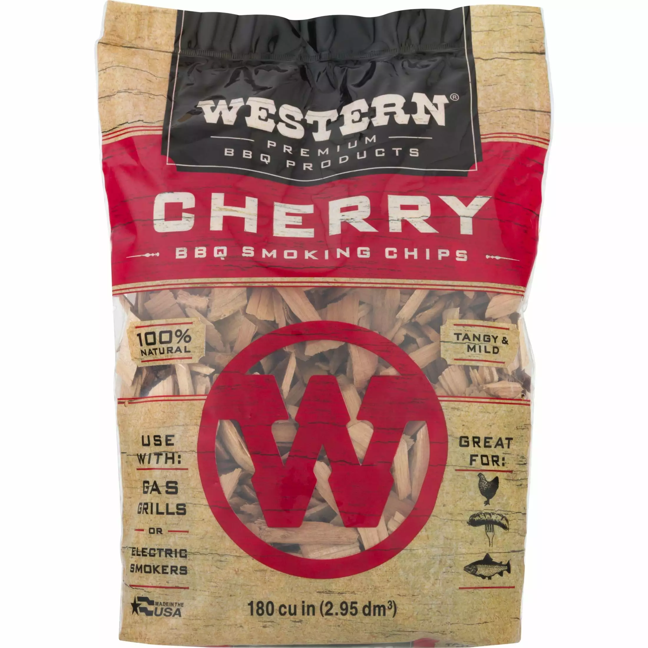 Western Premium BBQ Products Cherry BBQ Smoking Chips 180 Cu