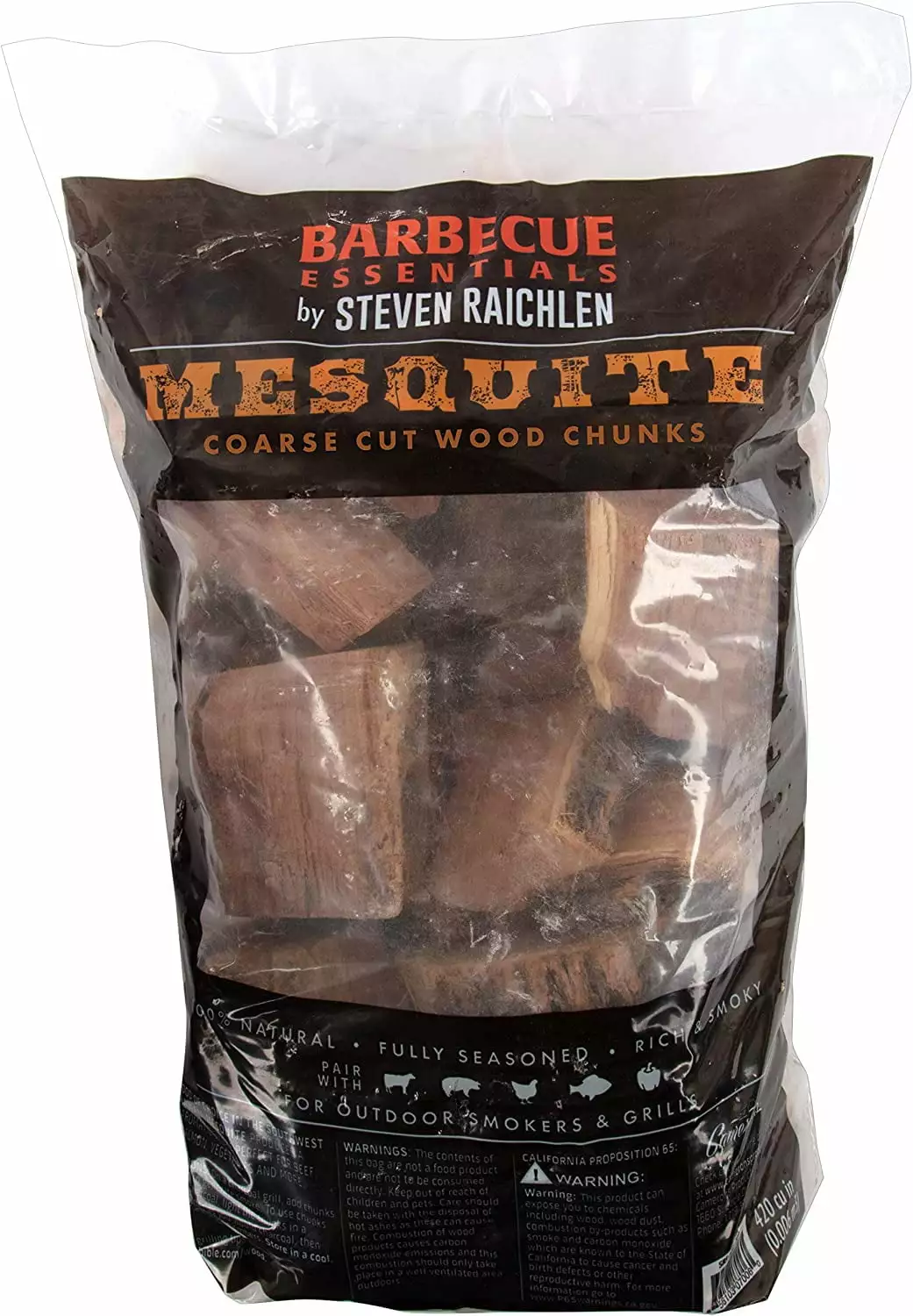 Steven Raichlen's Project Smoke Mesquite Wood Chunks 5 Pound Bag Kiln Dried BBQ Smoker Chunks