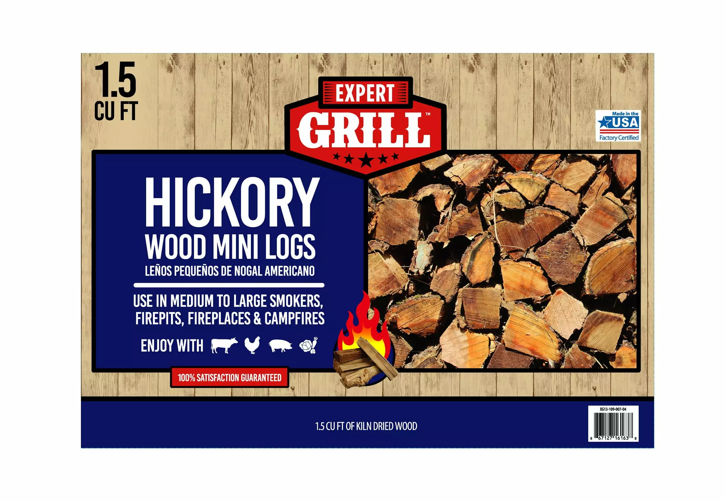 Expert Grill 1.5 Cubic Feet Hickory Wood Mini Smoking Logs BBQ