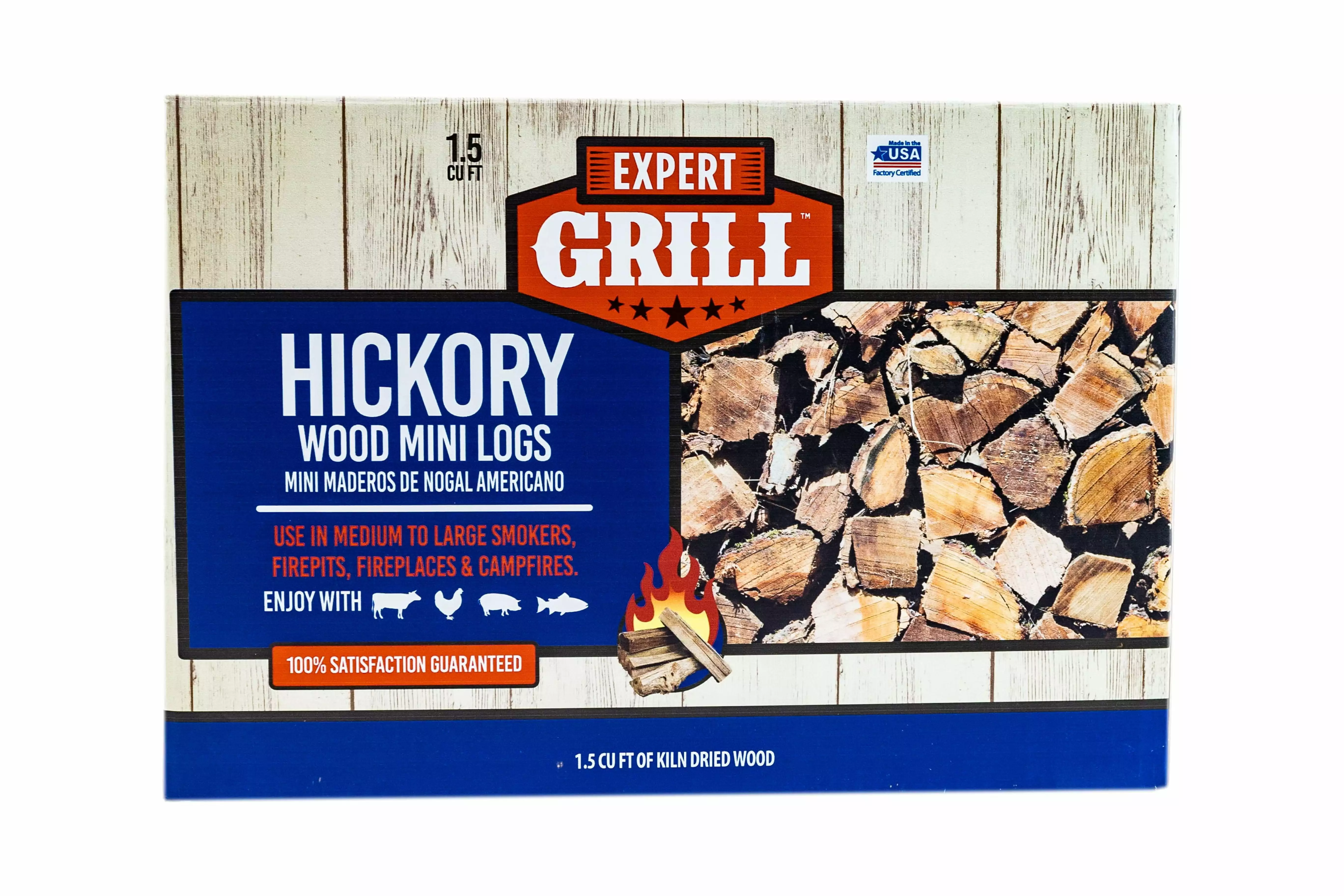 Expert Grill Hickory Wood Mini Smoking Logs 1.5 Cubic Feet BBQ and Grilling