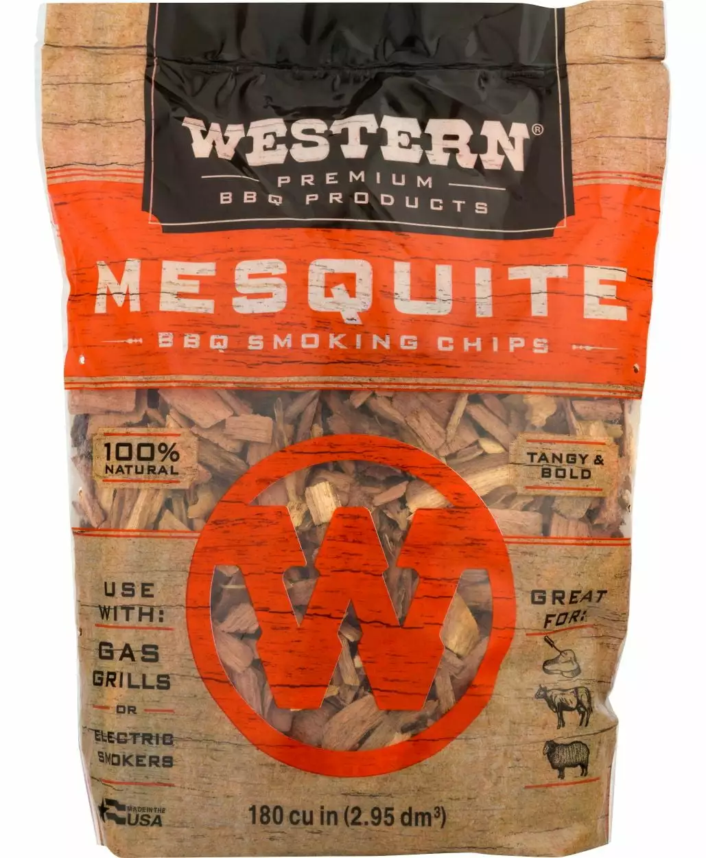 Western Premium BBQ Products Mesquite Smoking Chips 180 CU Grilling