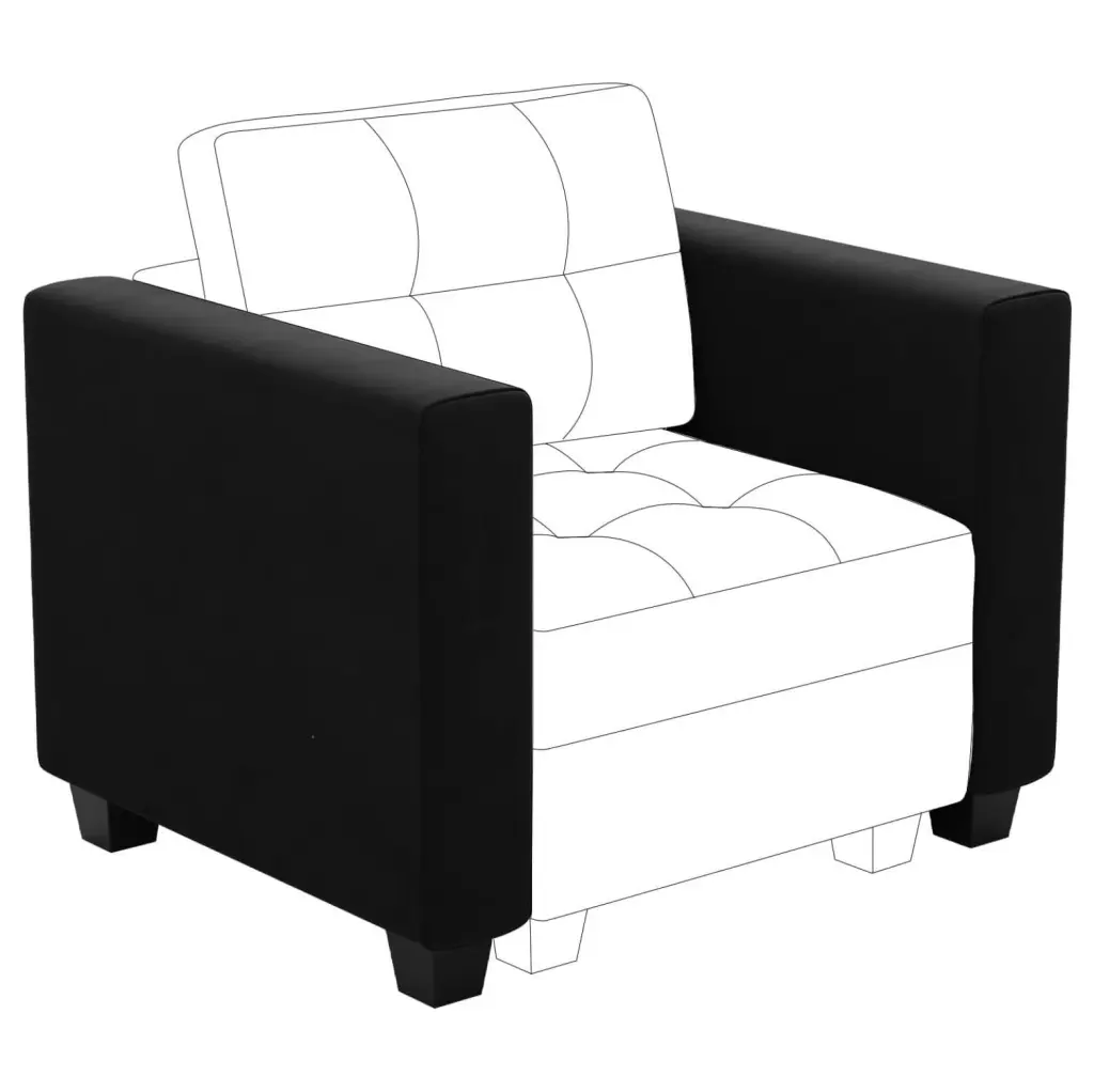 ZHAOTONG Velvet Fabric Side Armrest Modular Sectional Sofa - Black Armrest Module