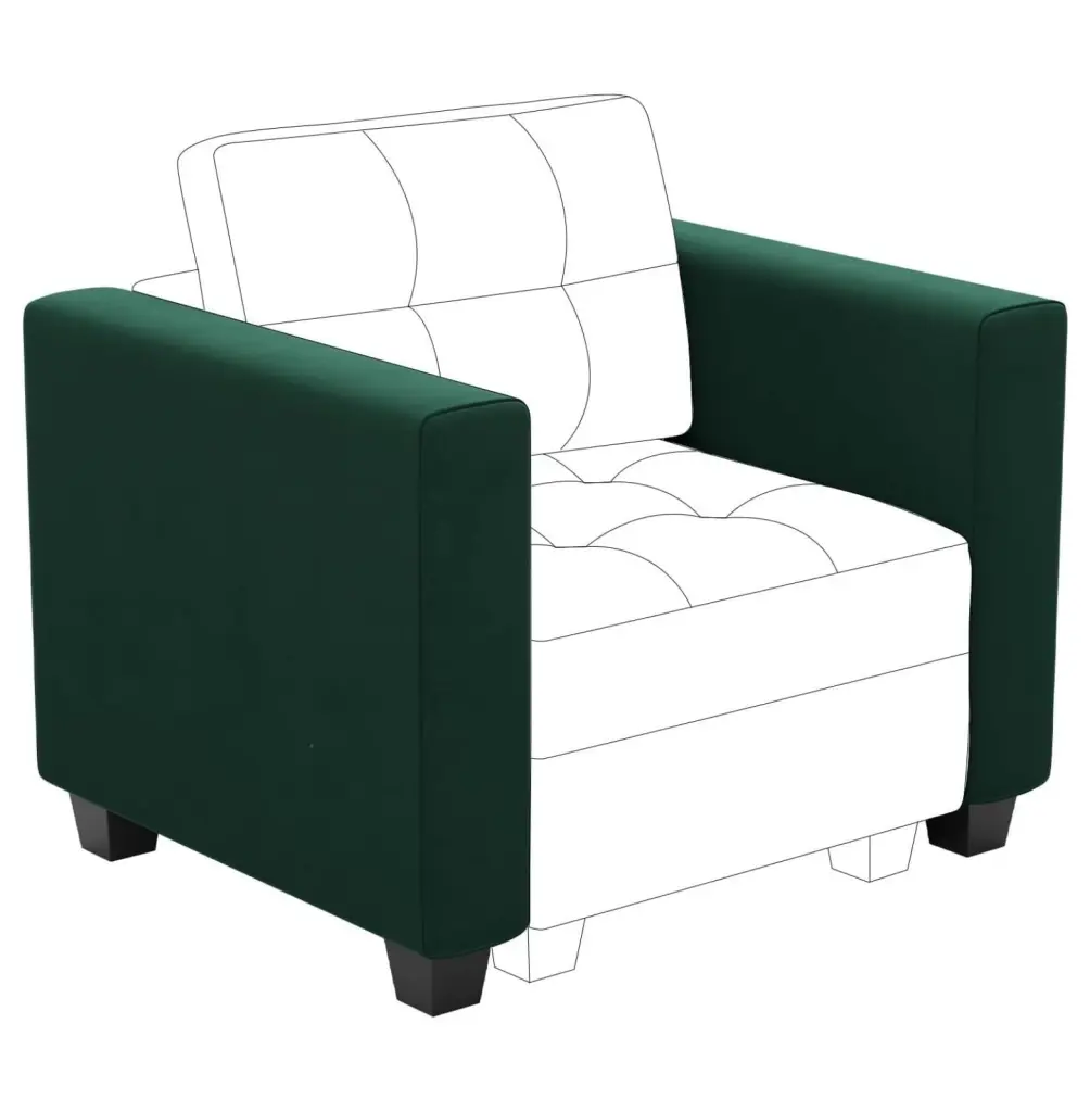ZHAOTONG Velvet Side Armrest Modular Sectional Couch - Green Armrest Module