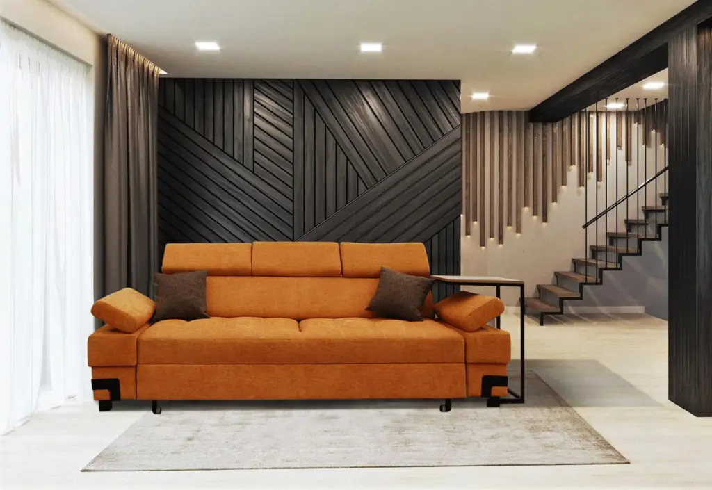 Orange Fabric Sofa Bed GARDA ESF Contemporary Modern Mikhail Di Oro